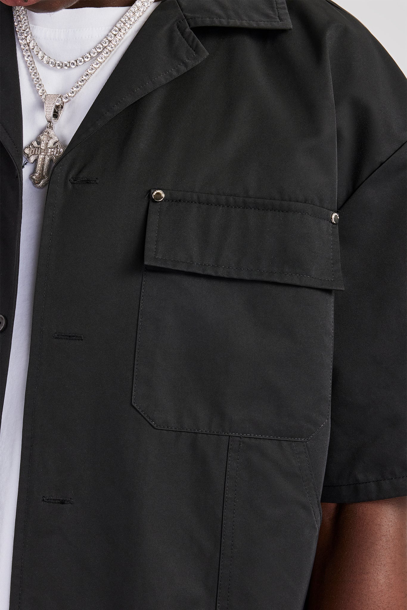 Carpenter Nylon Embroidered Shirt - Black - Image 4