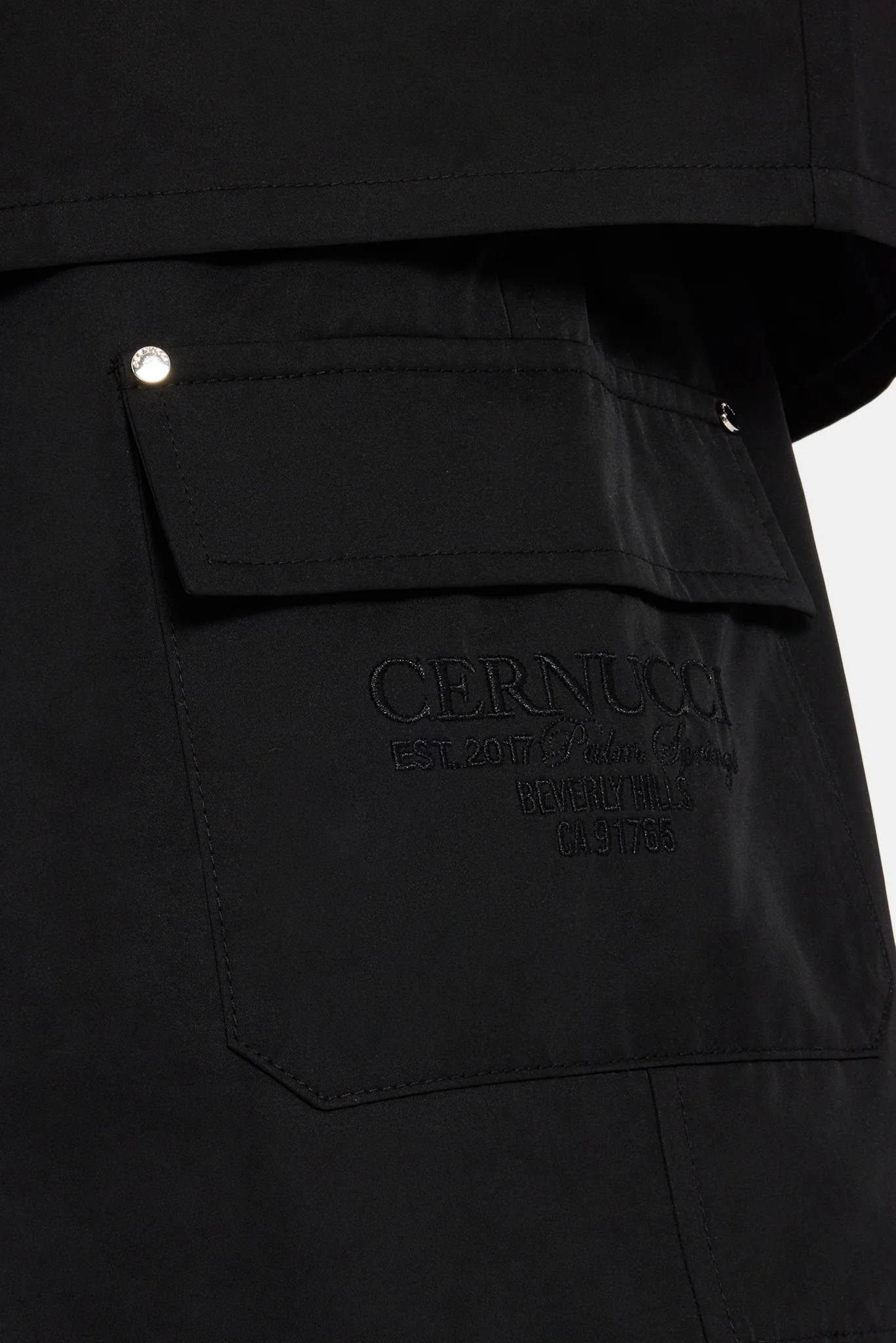 Carpenter Nylon Embroidered Shirt & Short Set - Black - Image 8