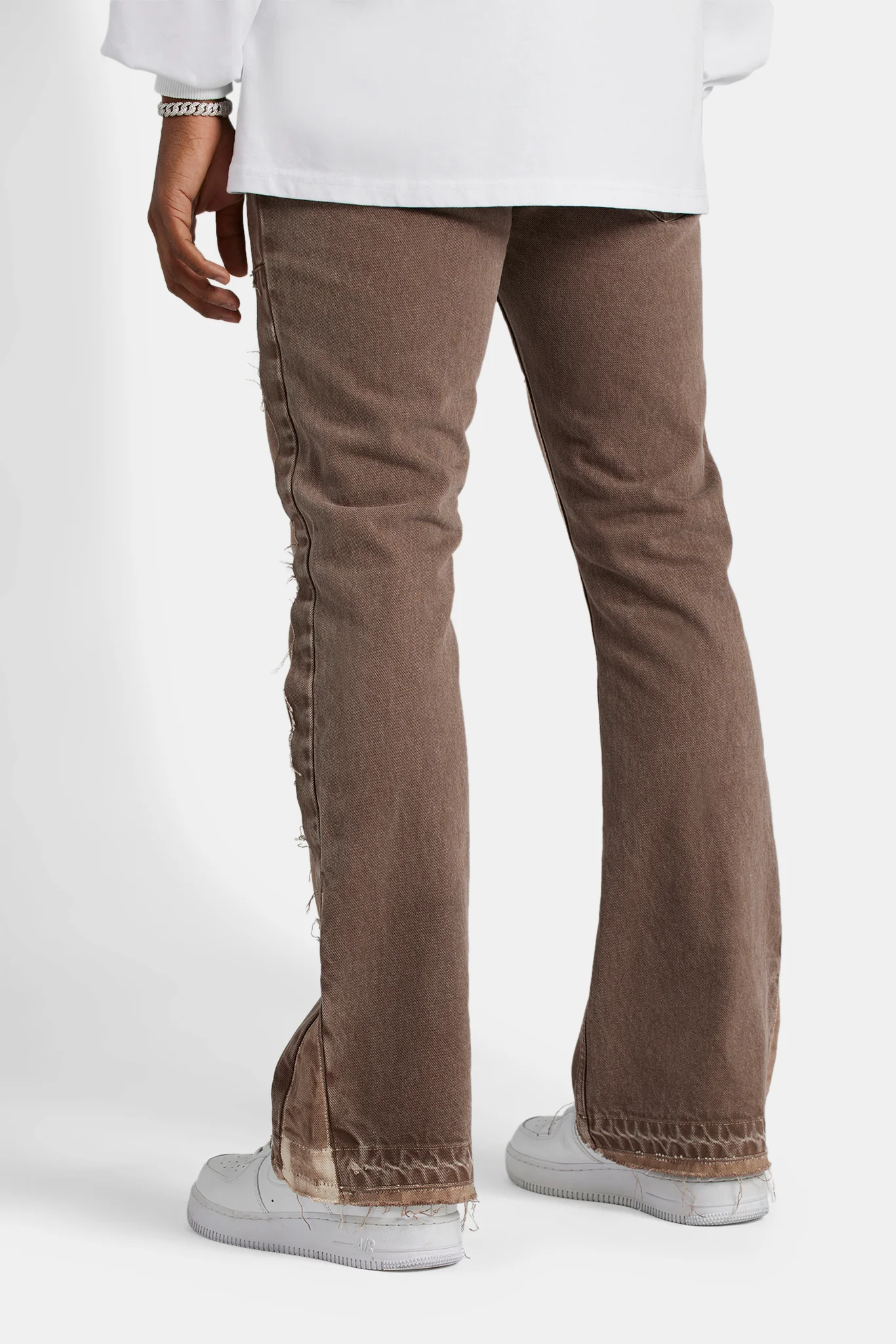 Carpenter Panelled Flare Fit Jeans - Brown - Image 3
