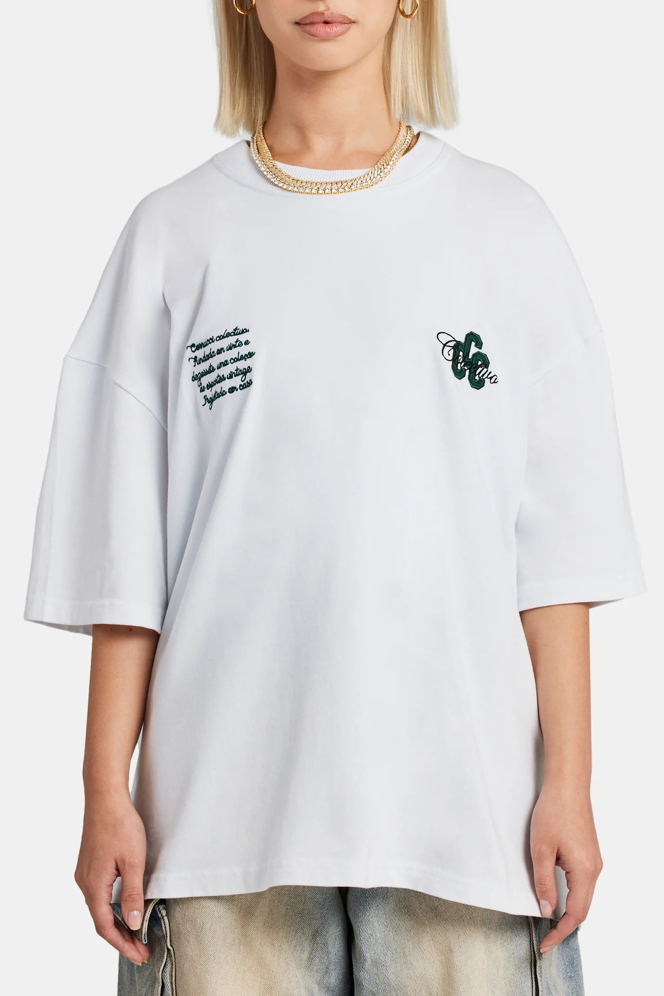 CCC Applique Varsity T-shirt - White