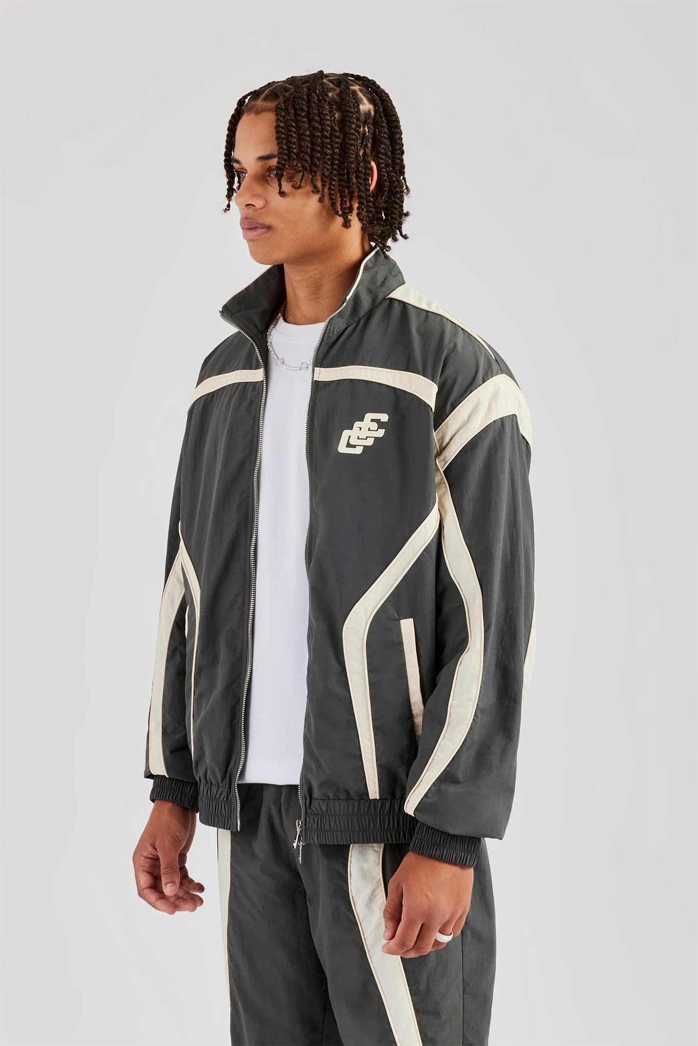CCC Nylon Zip Through Jacket - Charcoal - Image 5