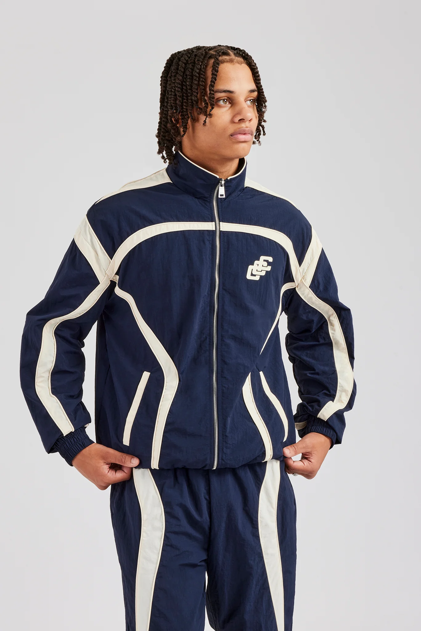 CCC Nylon Zip Through Jacket - Navy Blue - Image 5
