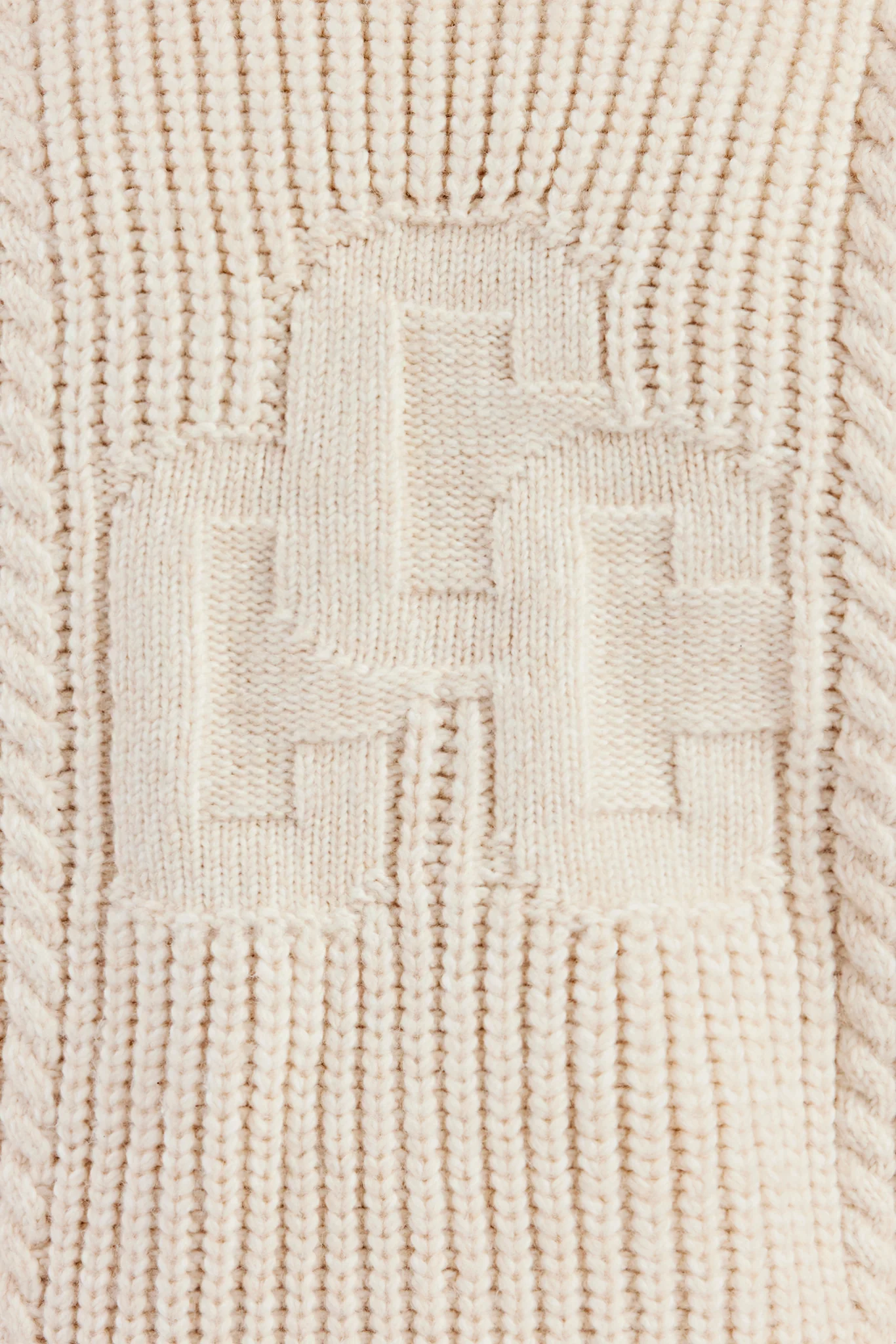 CCC Spliced Cable Knit Sweater - Off White - Image 2