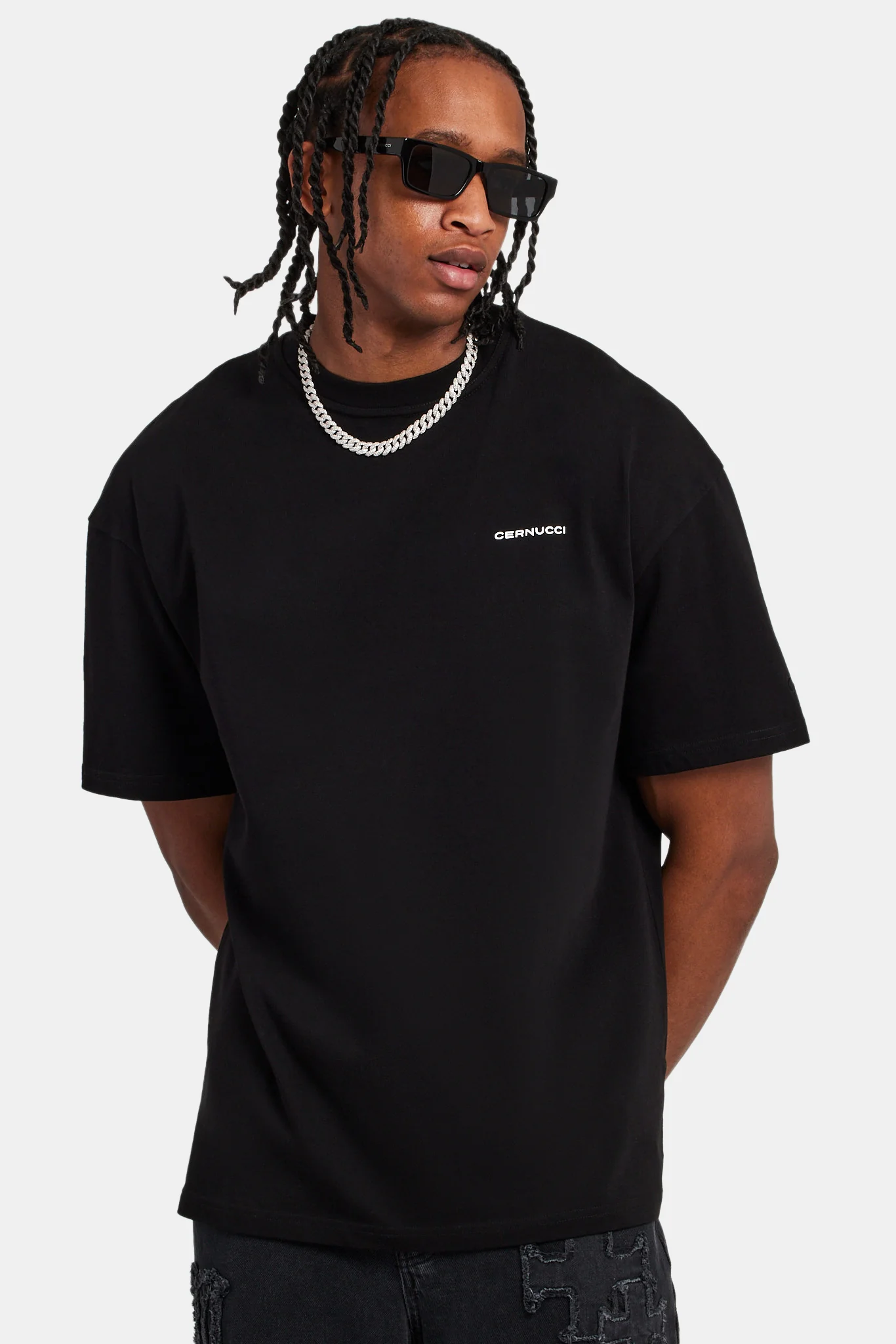 Cernucci Back Graphic Oversized T-Shirt - Black - Image 2