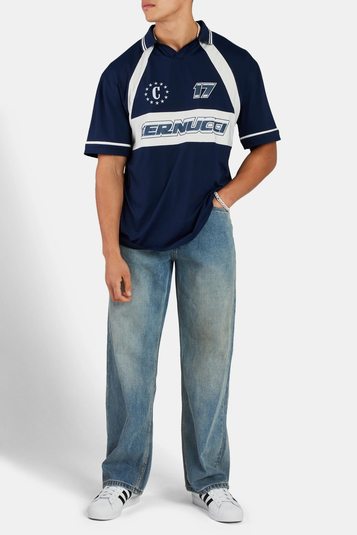 Cernucci Badge Varsity Football Top - Navy - Image 4
