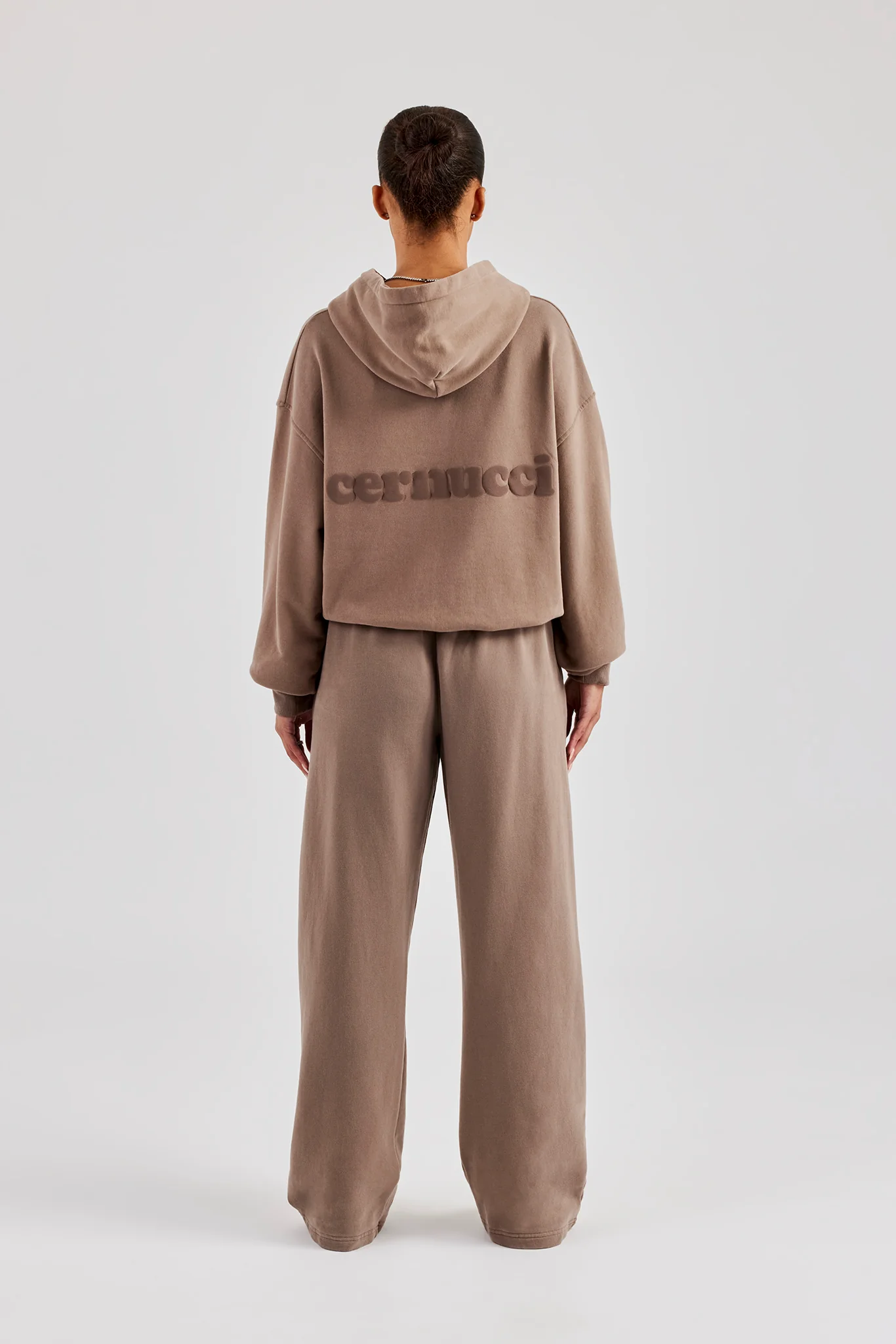 Cernucci Bubble Boxy Hoodie & Wide Leg Jogger - Taupe - Image 3