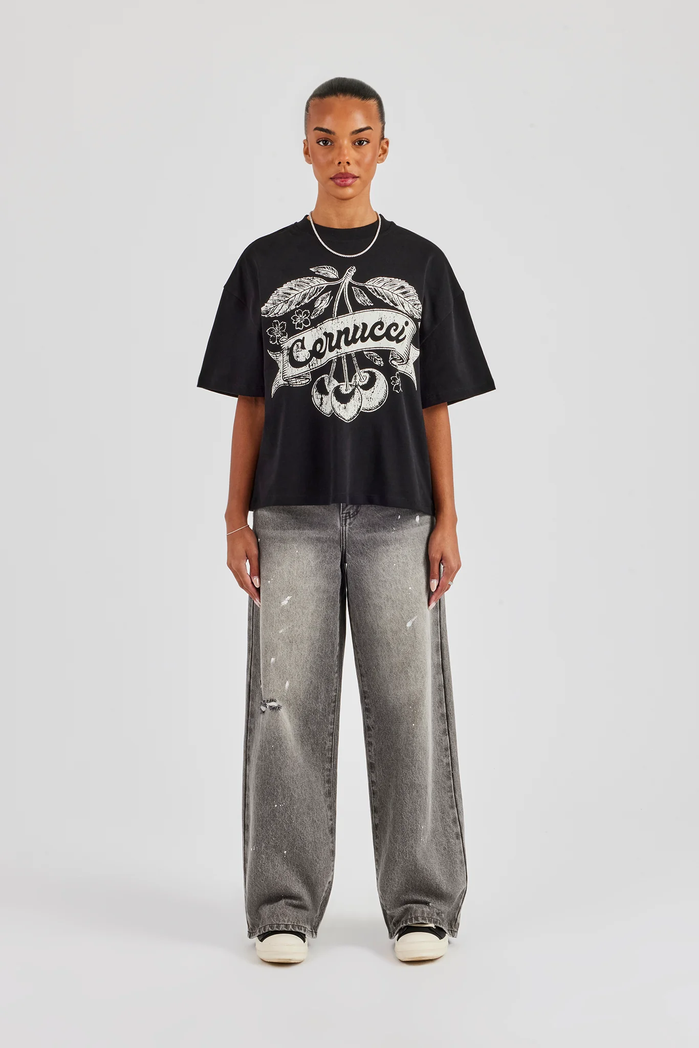 Cernucci Cherry Oversized T-Shirt - Black - Image 3