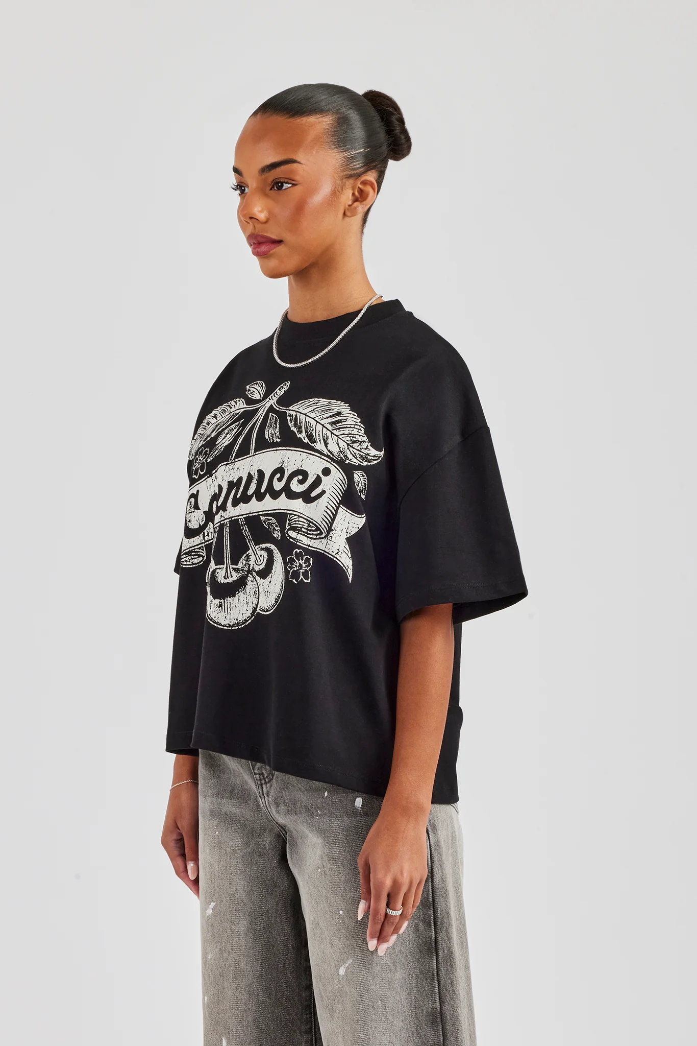 Cernucci Cherry Oversized T-Shirt - Black - Image 4