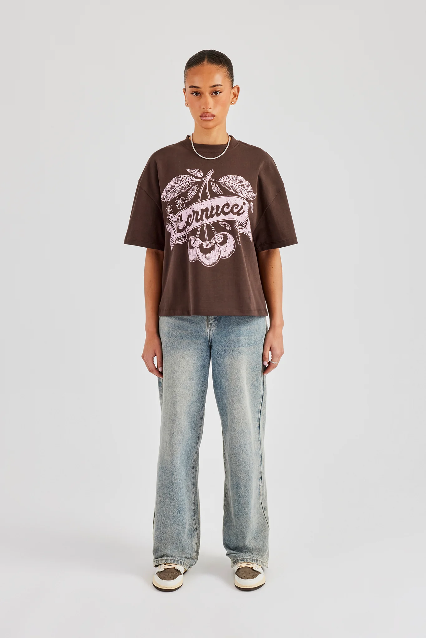Cernucci Cherry Oversized T-Shirt - Chocolate - Image 2