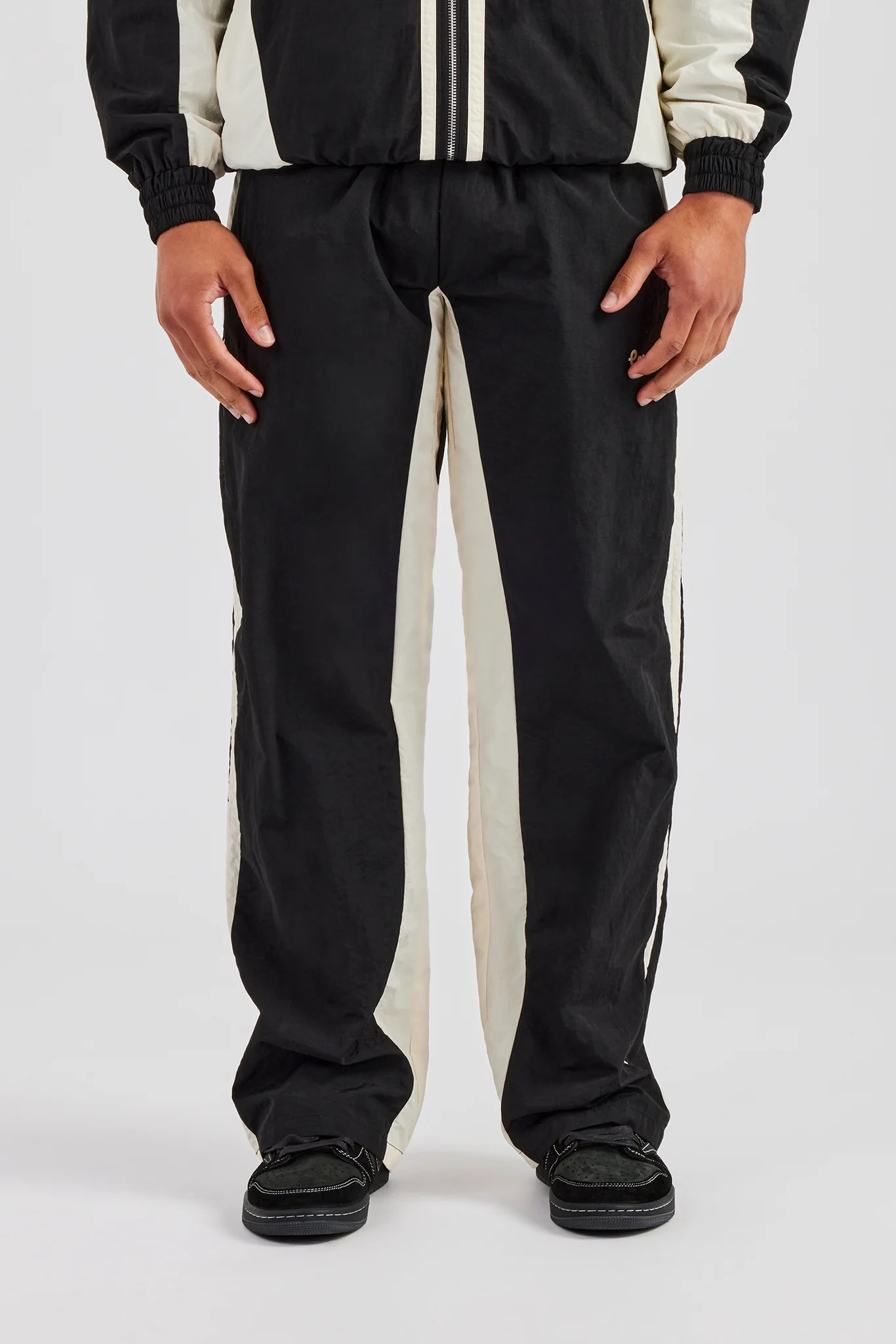 Cernucci Contrast Panel Nylon Track Pant - Black - Image 2