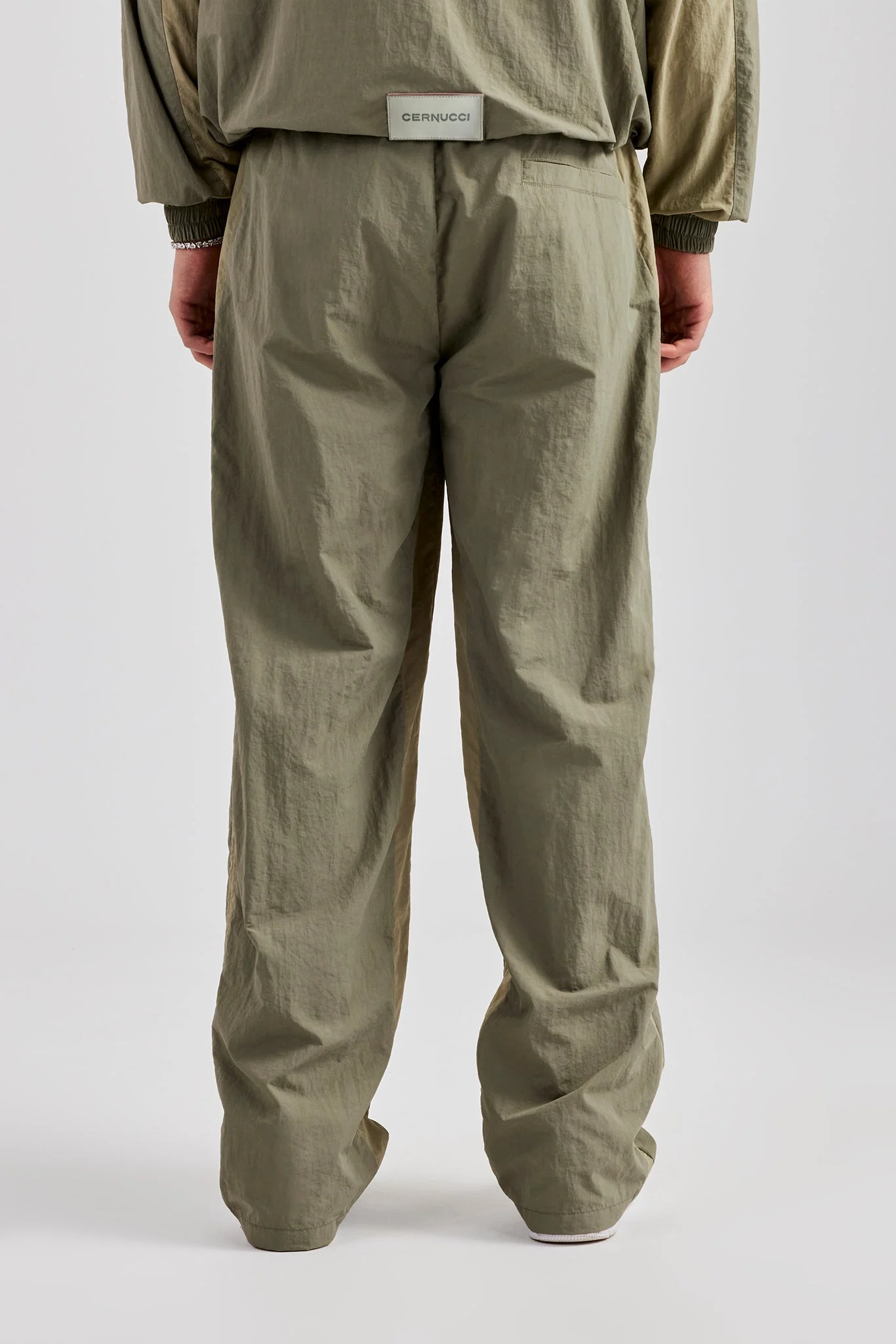 Cernucci Contrast Panel Nylon Track Pant - Khaki - Image 3