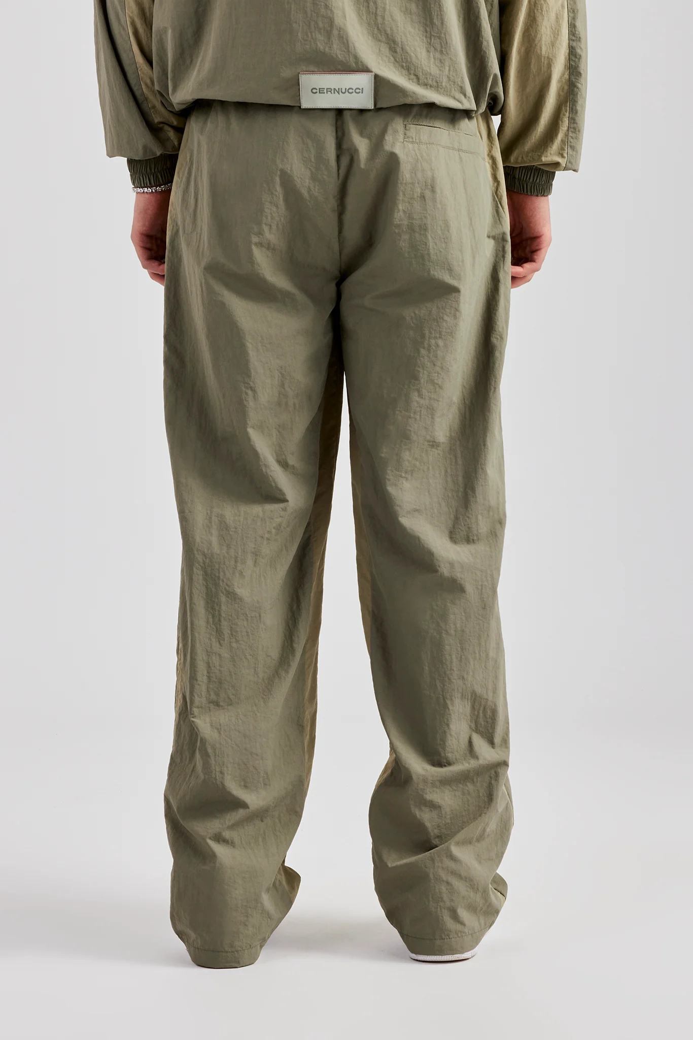 Cernucci Contrast Panel Nylon Track Pant - Khaki - Image 4