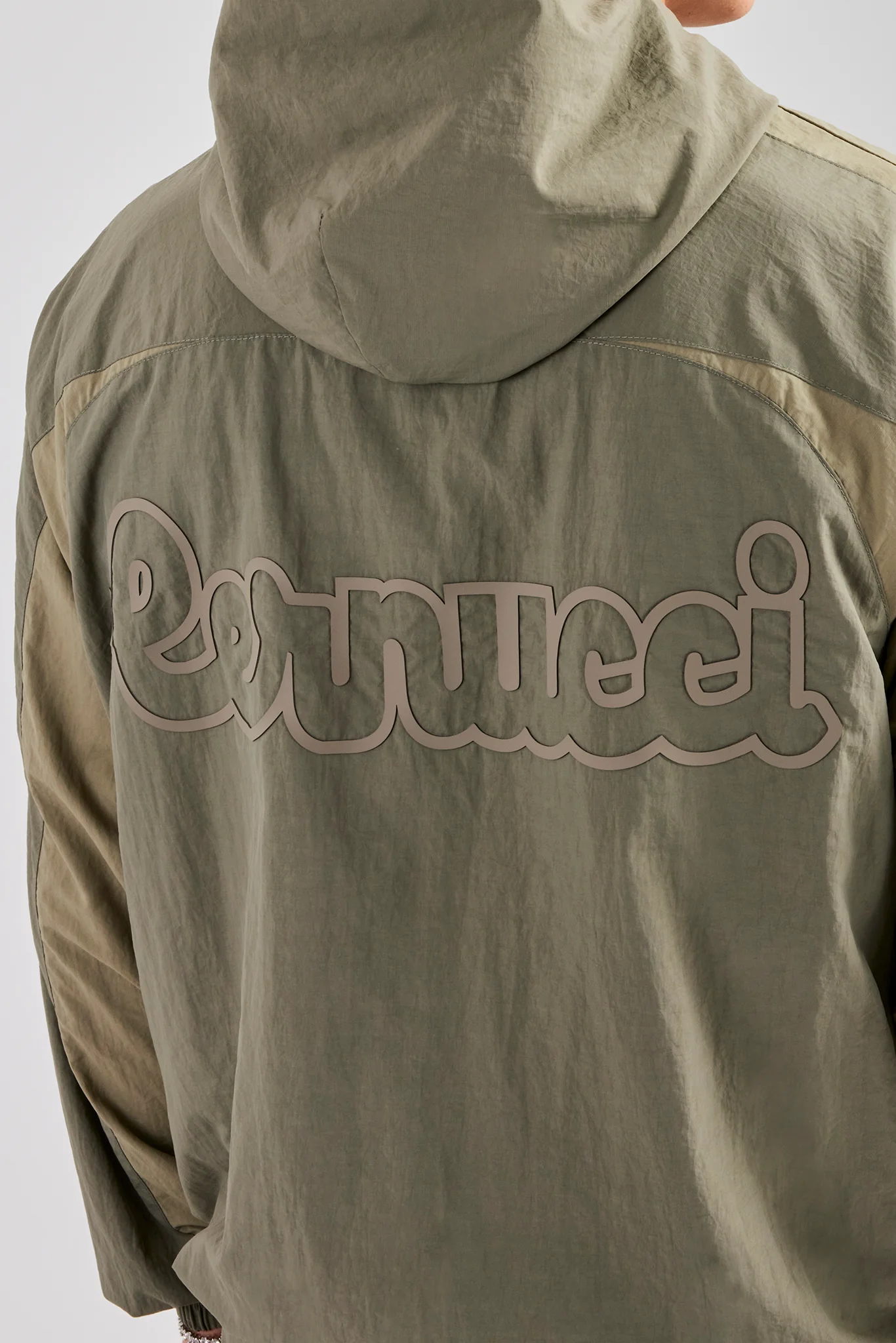 Cernucci Contrast Panel Nylon Track Top - Khaki - Image 2