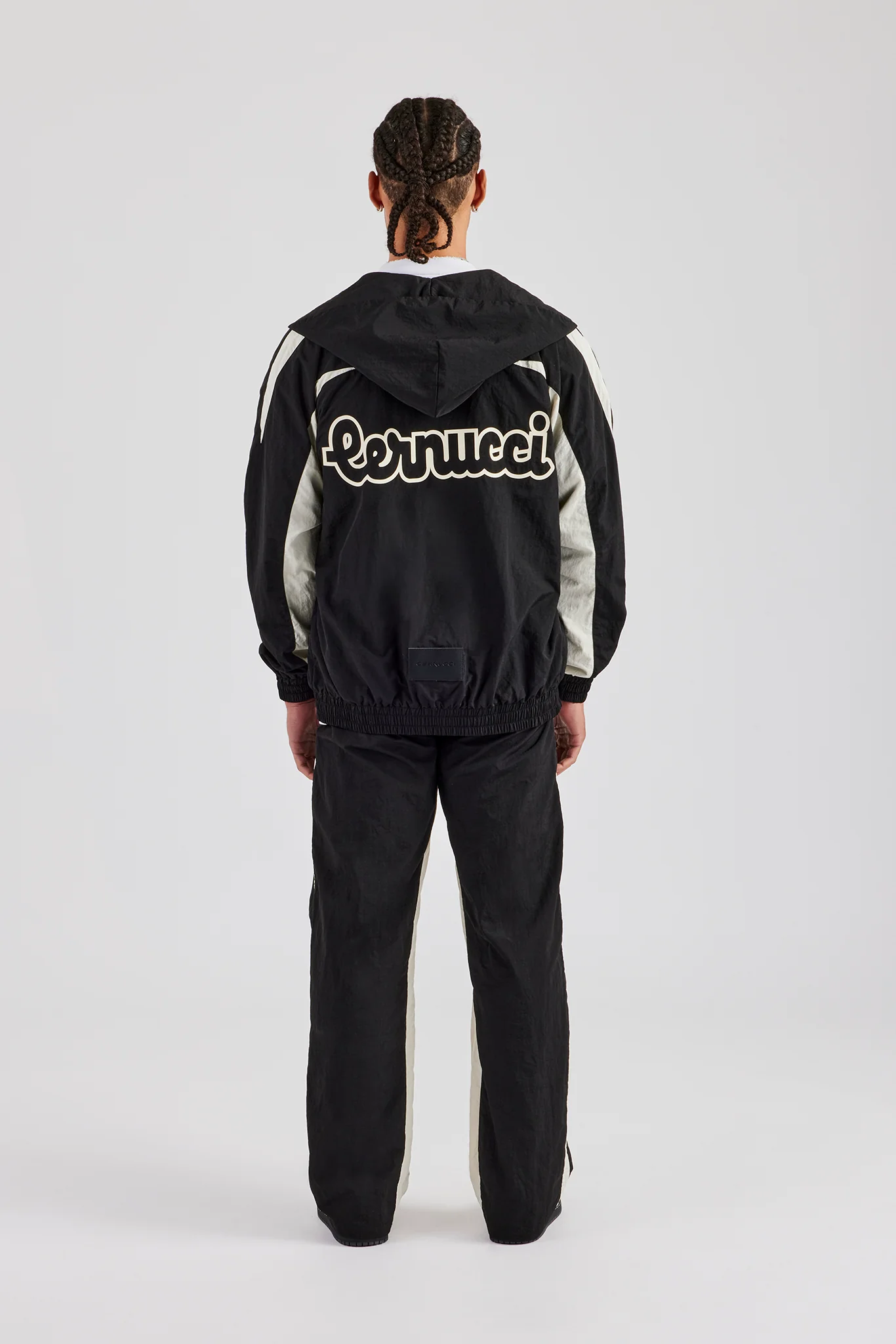 Cernucci Contrast Panel Nylon Tracksuit - Black - Image 5