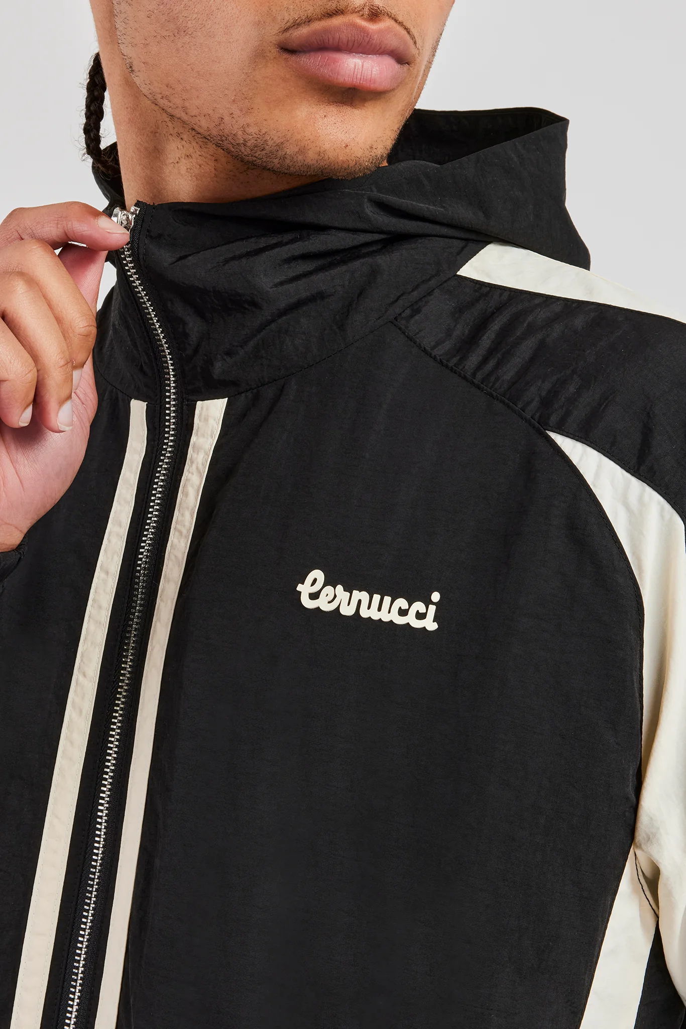 Cernucci Contrast Panel Nylon Tracksuit - Black - Image 7