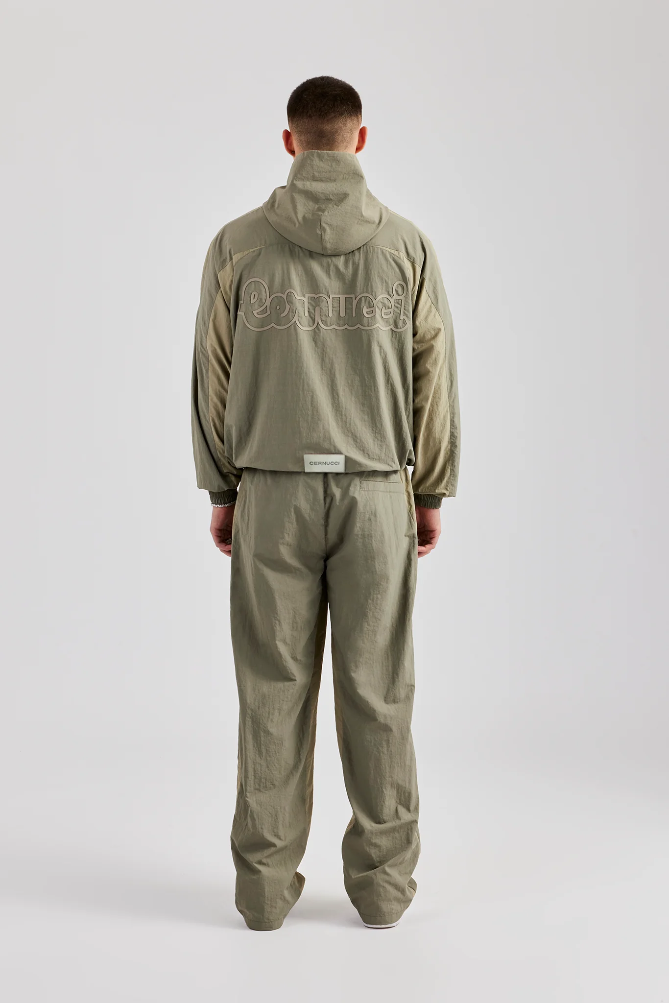 Cernucci Contrast Panel Nylon Tracksuit - Khaki - Image 2