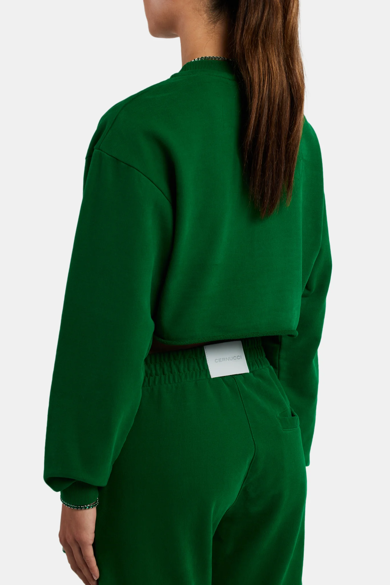 Cernucci Crop Sweatshirt - Dark Green - Image 4