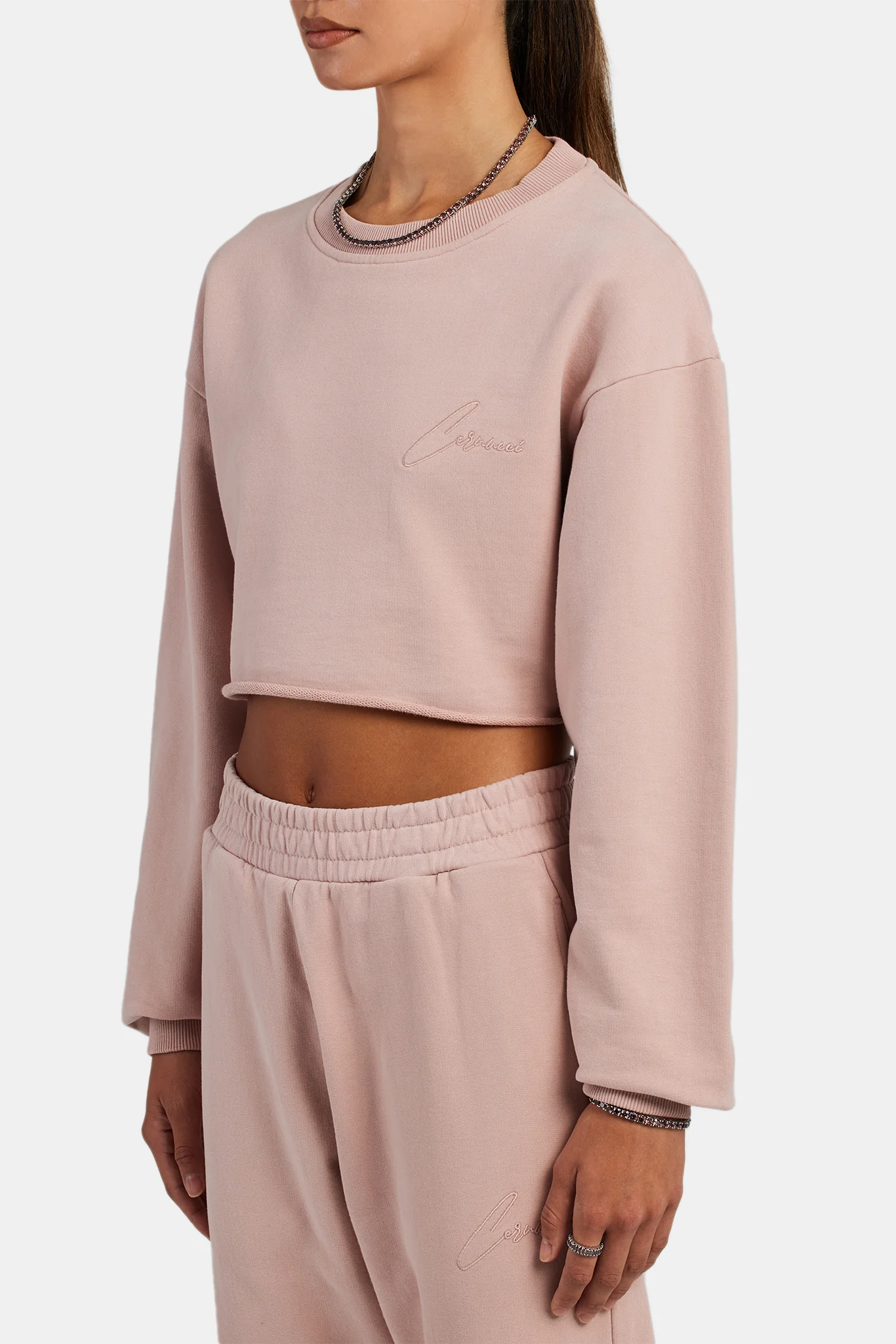 Cernucci Crop Sweatshirt - Dusky Pink - Image 3