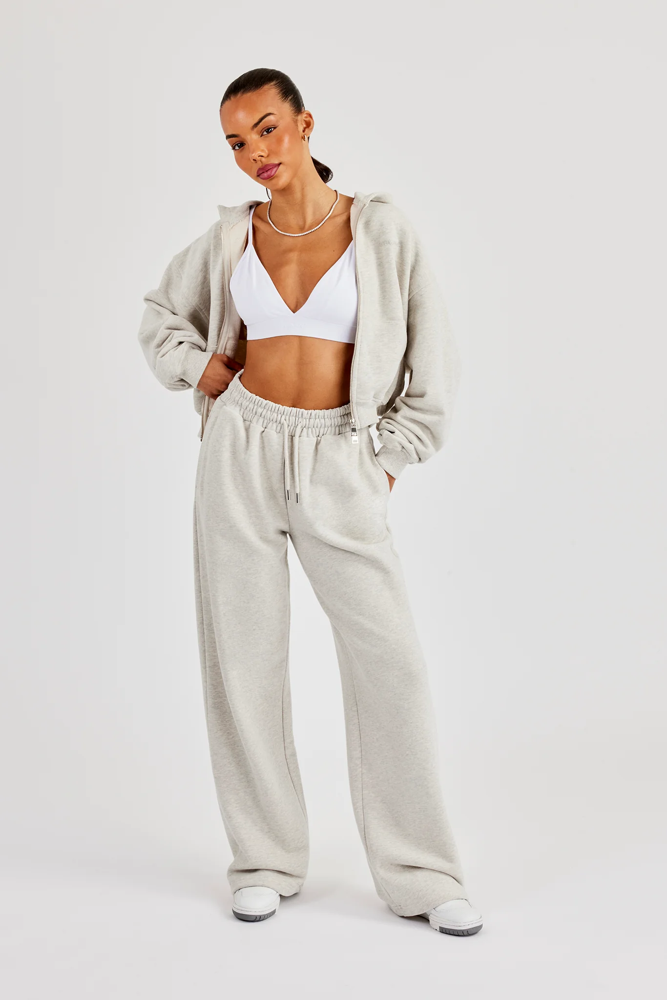 Cernucci Cropped Zip Through Tracksuit - Ash Grey - Image 3