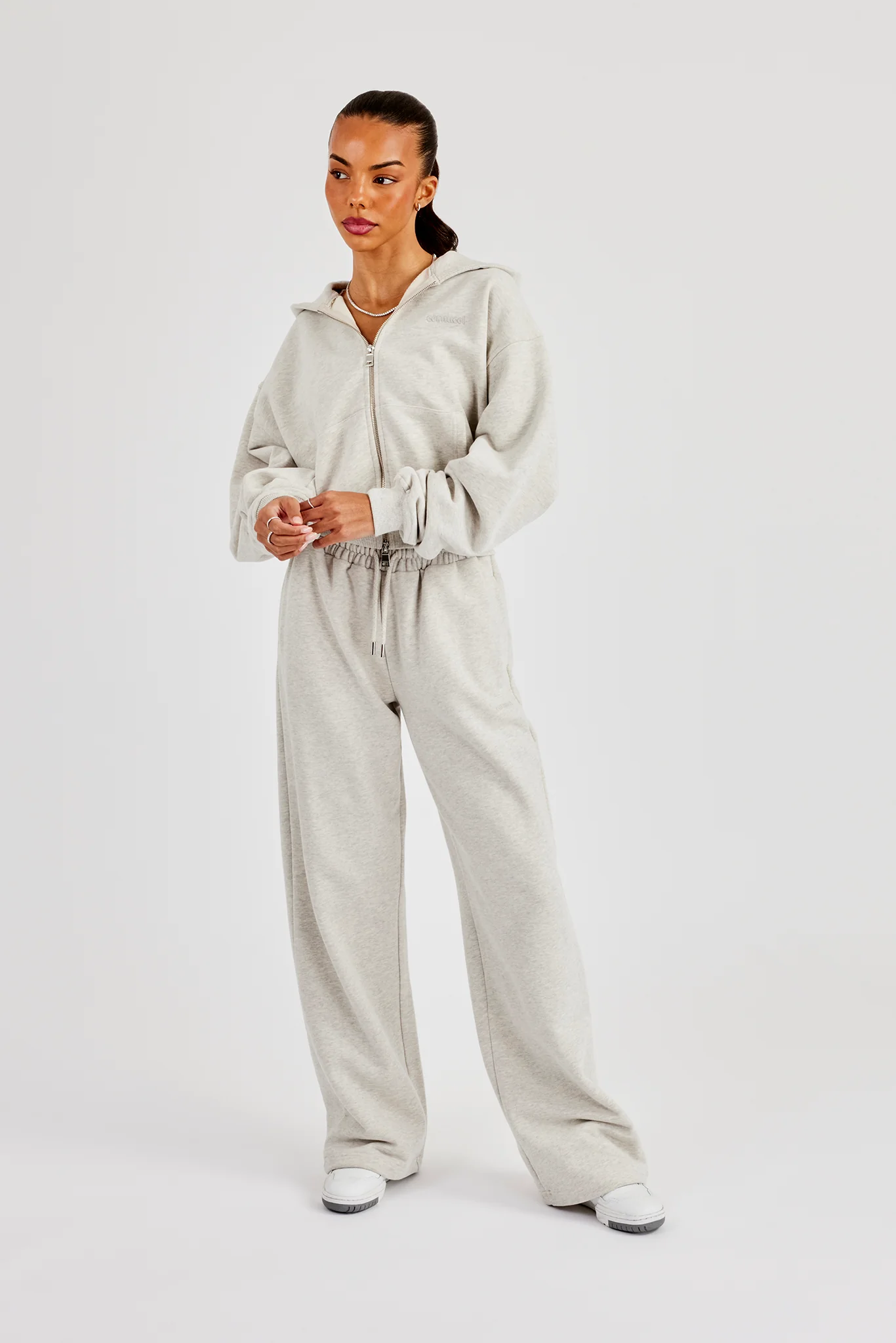 Cernucci Cropped Zip Through Tracksuit - Ash Grey - Image 9