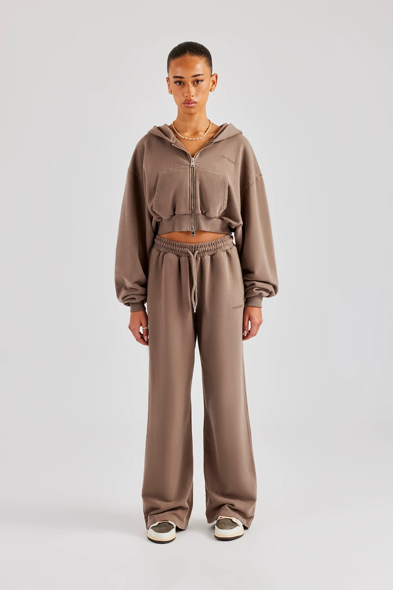 Cernucci Cropped Zip Through Tracksuit - Taupe - Image 3