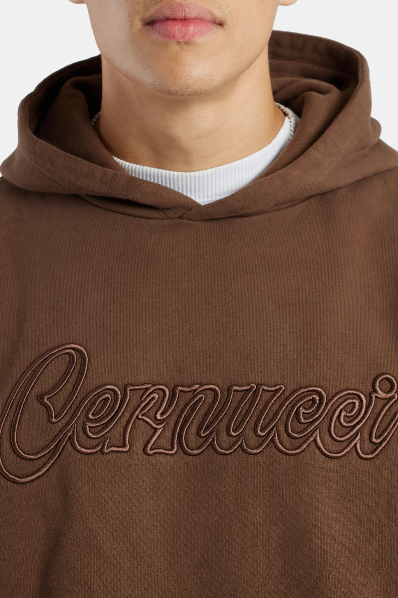 Cernucci Embroidered Hoodie - Chocolate - Image 3