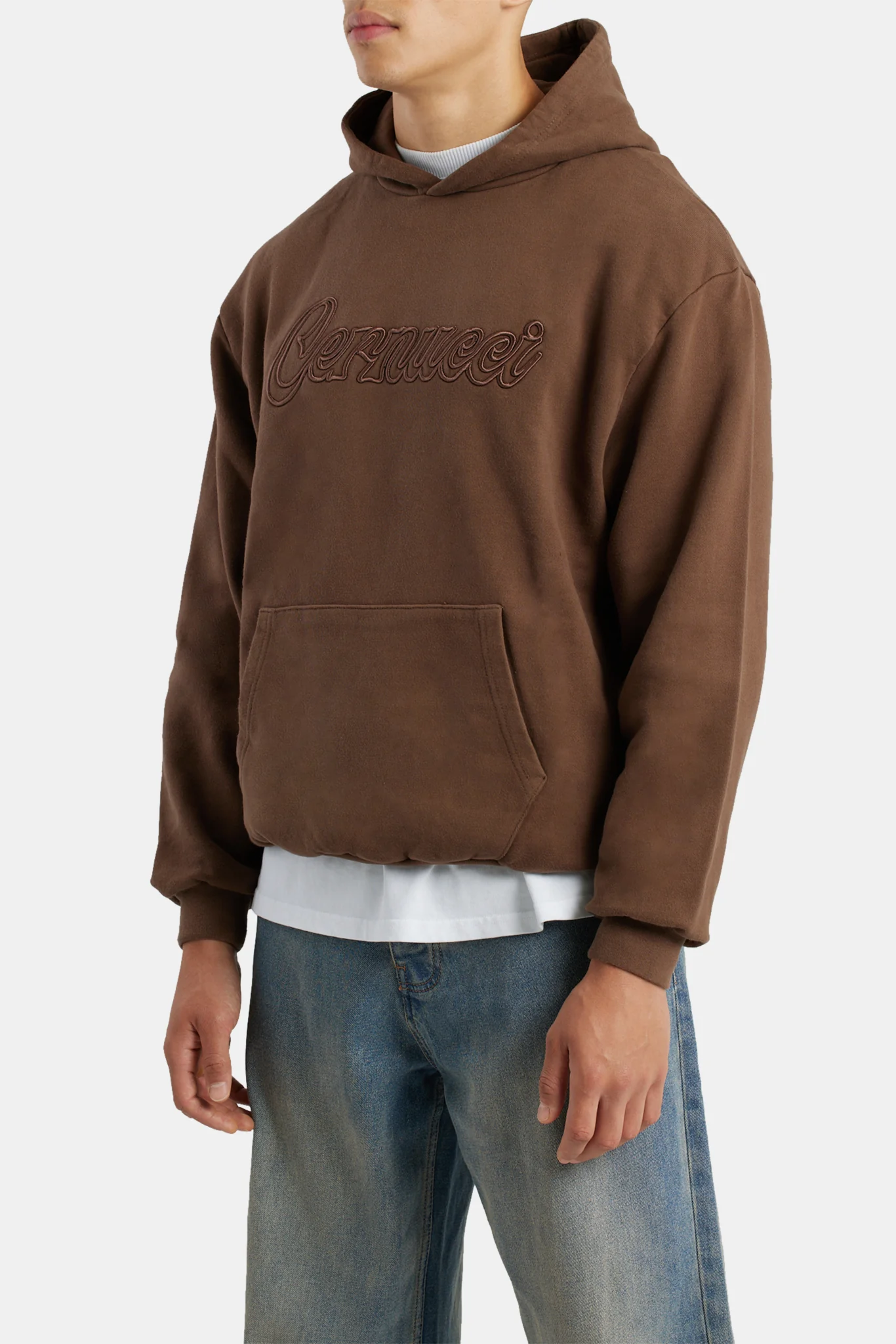 Cernucci Embroidered Hoodie - Chocolate - Image 4