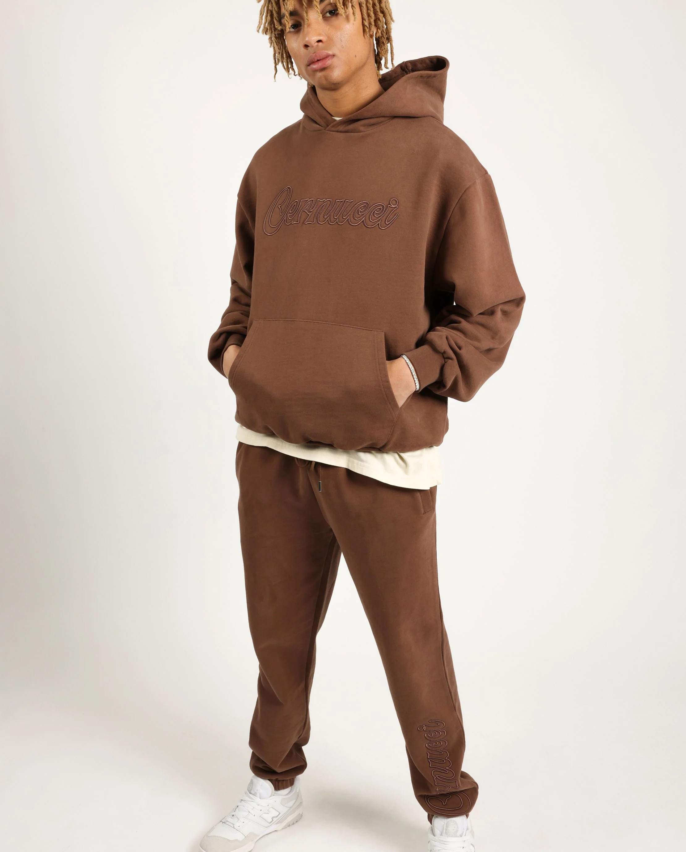 Cernucci Embroidered Jogger - Chocolate - Image 3
