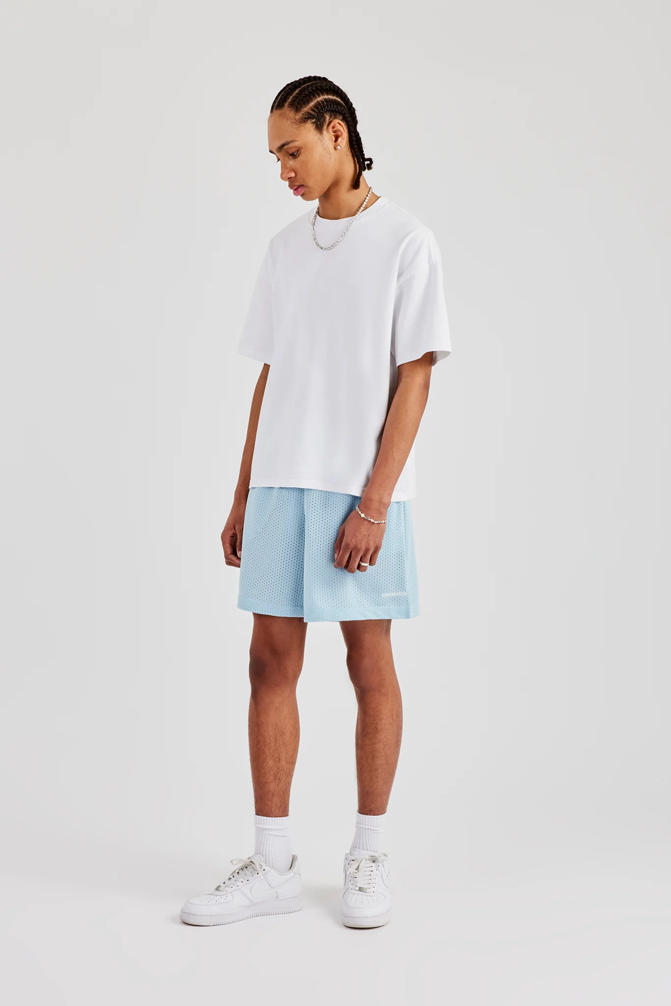 Cernucci Embroidered Mesh Short - Light Blue - Image 5