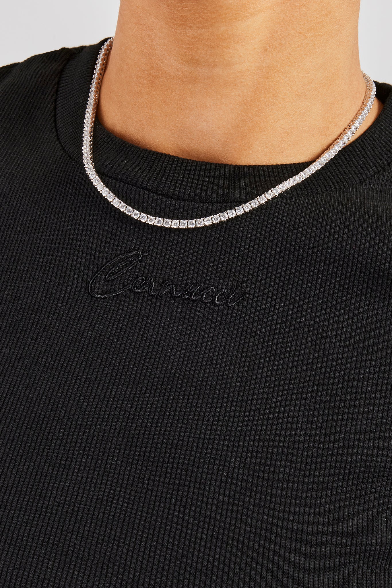 Cernucci Embroidered Rib Baby Tee - Black - Image 2