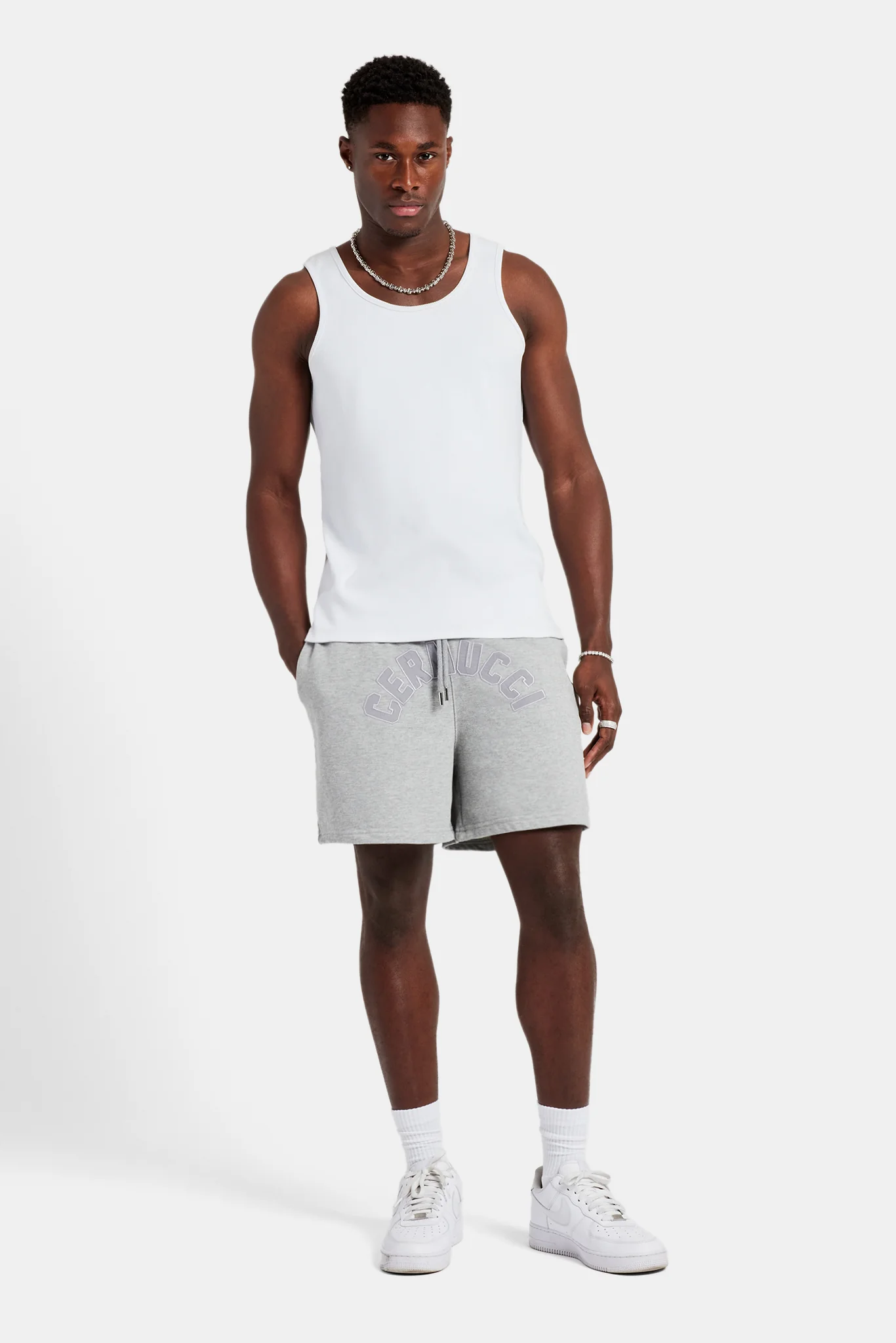 Cernucci Embroidered Shorts - Ash Grey - Image 4