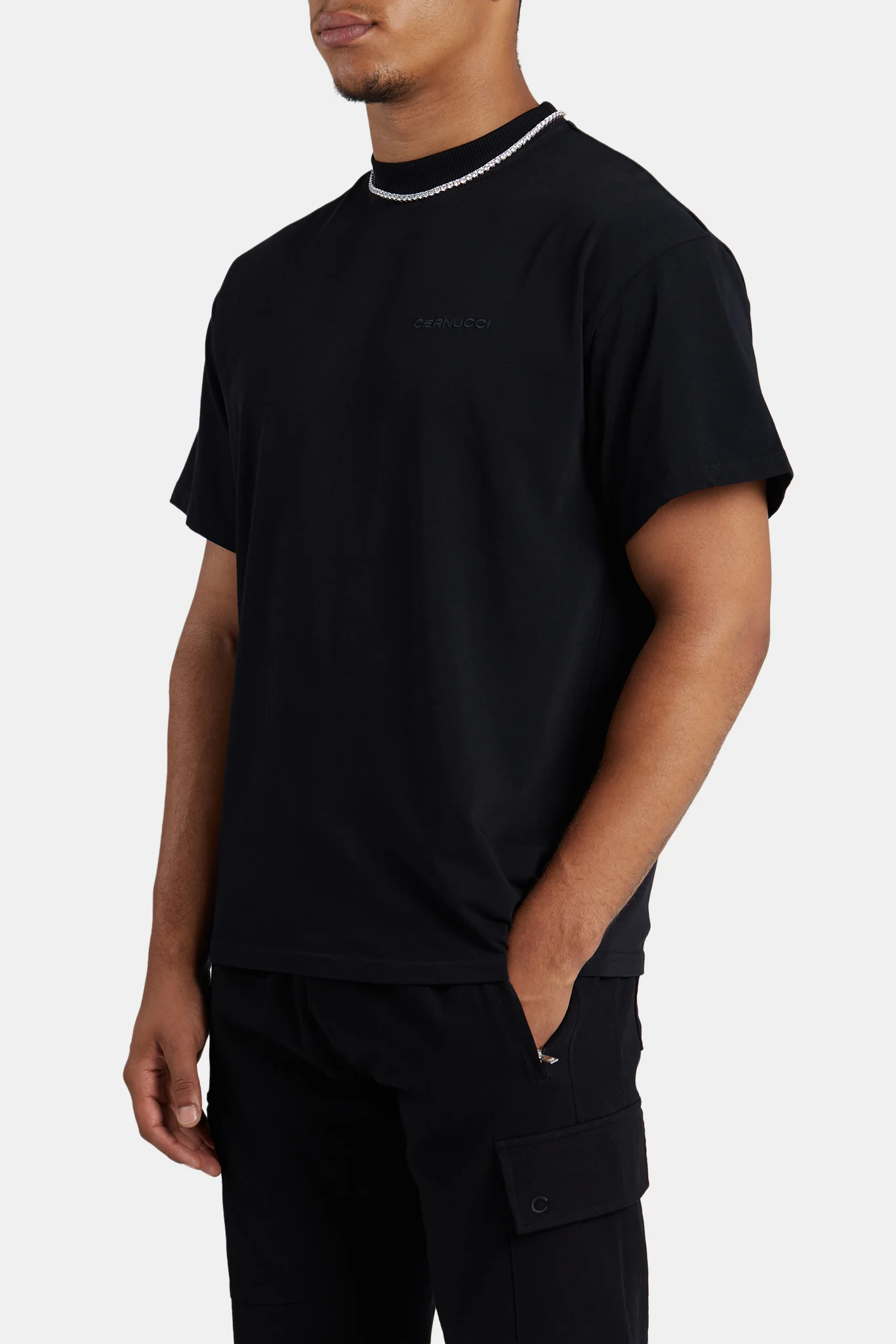 Cernucci Embroidered T-Shirt - Black - Image 4