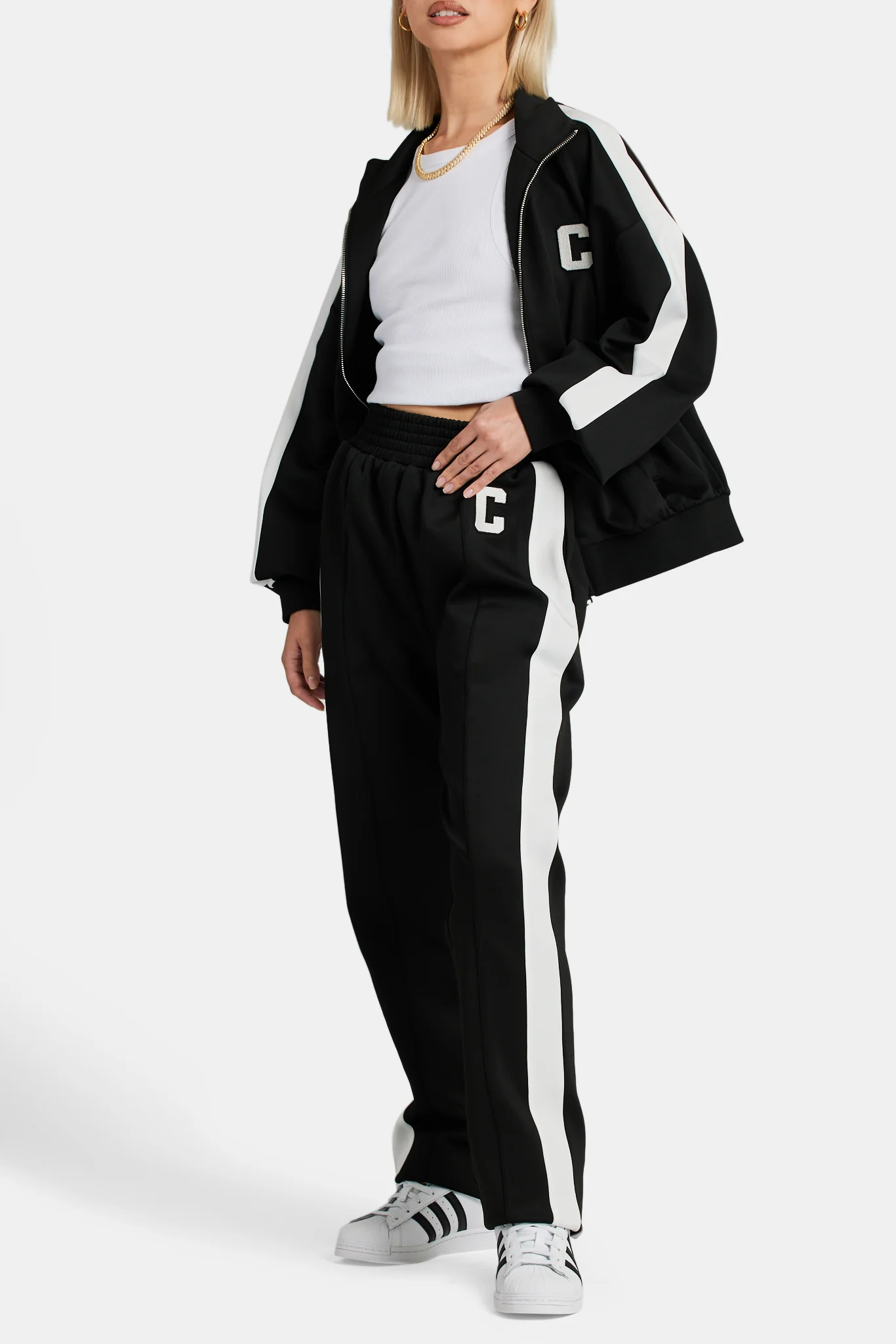 Cernucci Embroidered Varsity Track Pant - Black - Image 4
