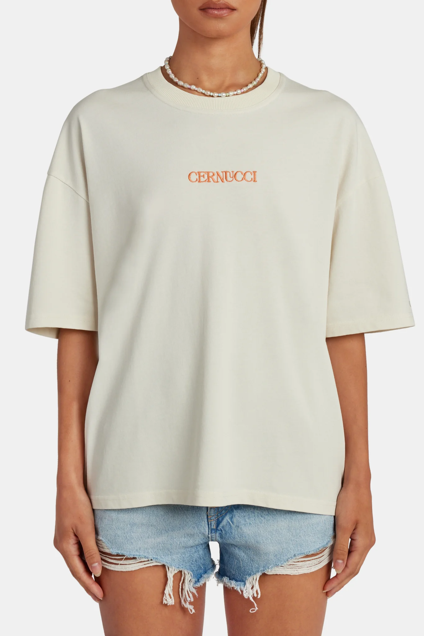 Cernucci Flower Stamp Graphic T-Shirt - Ecru - Image 3