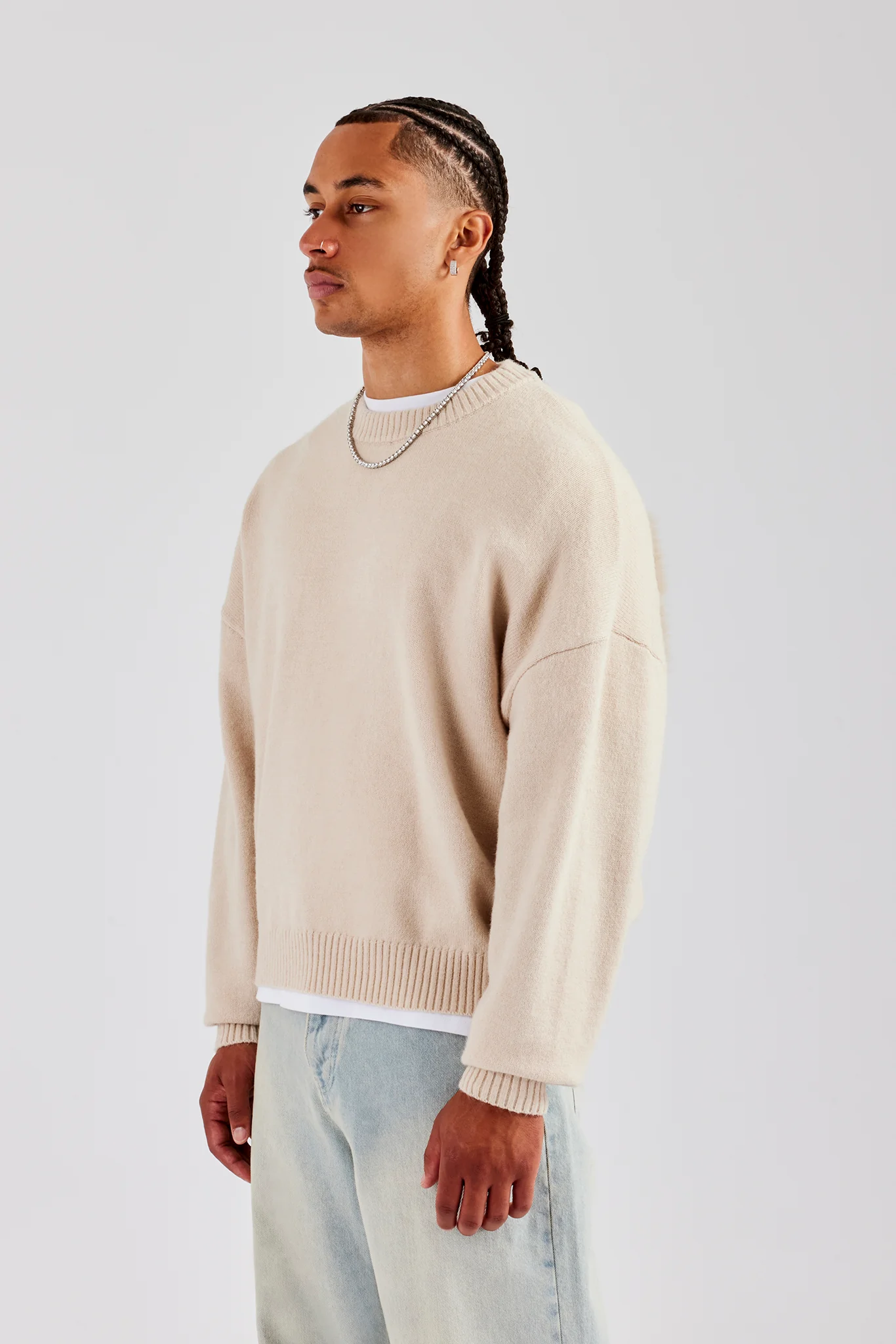 Cernucci Fluffy Intarsia Sweater - Off White - Image 4