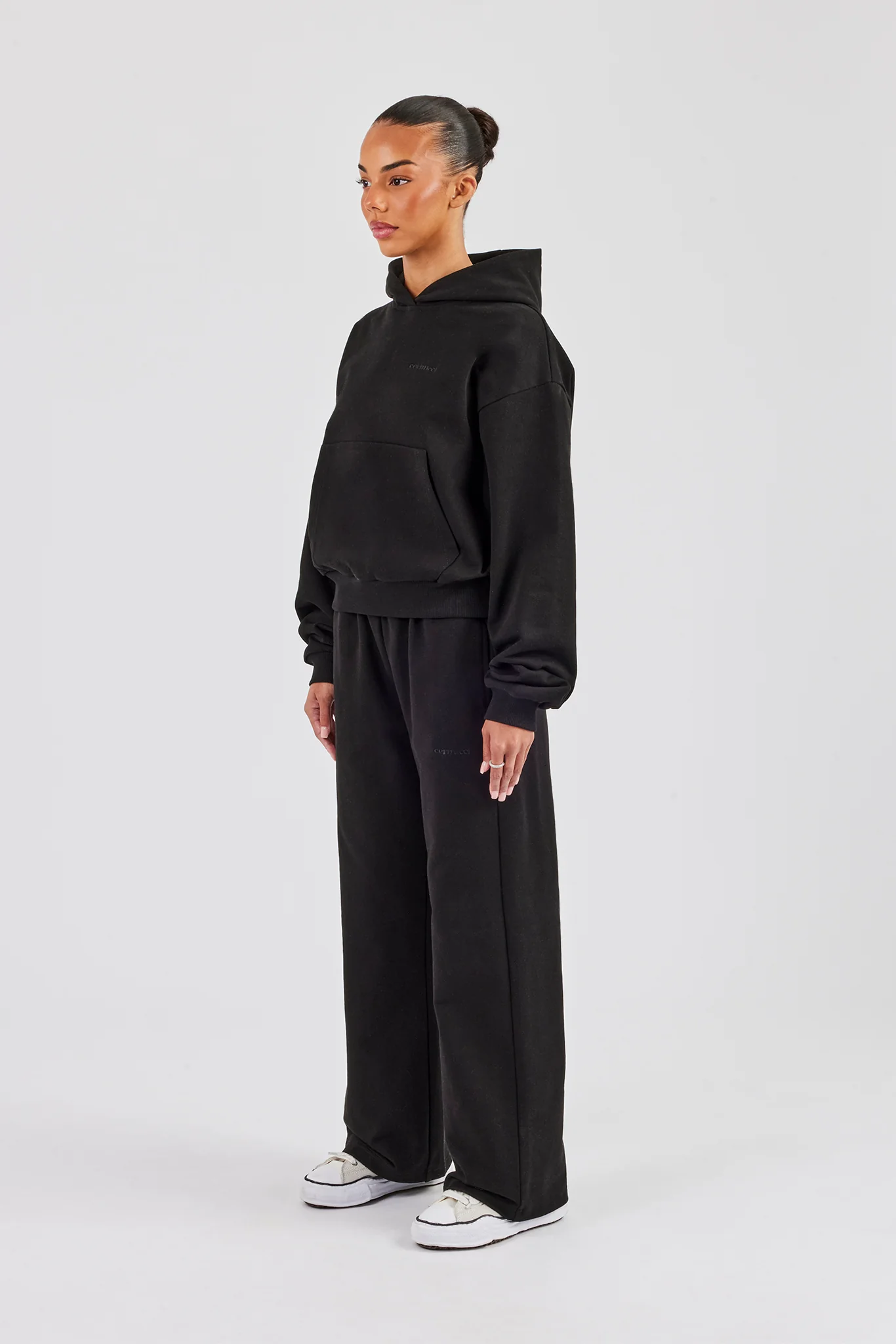 Cernucci Bubble Boxy Hoodie & Wide Leg Jogger - Black - Image 10