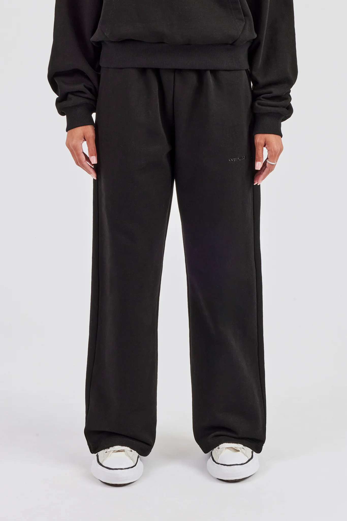 Cernucci Bubble Boxy Hoodie & Wide Leg Jogger - Black - Image 11