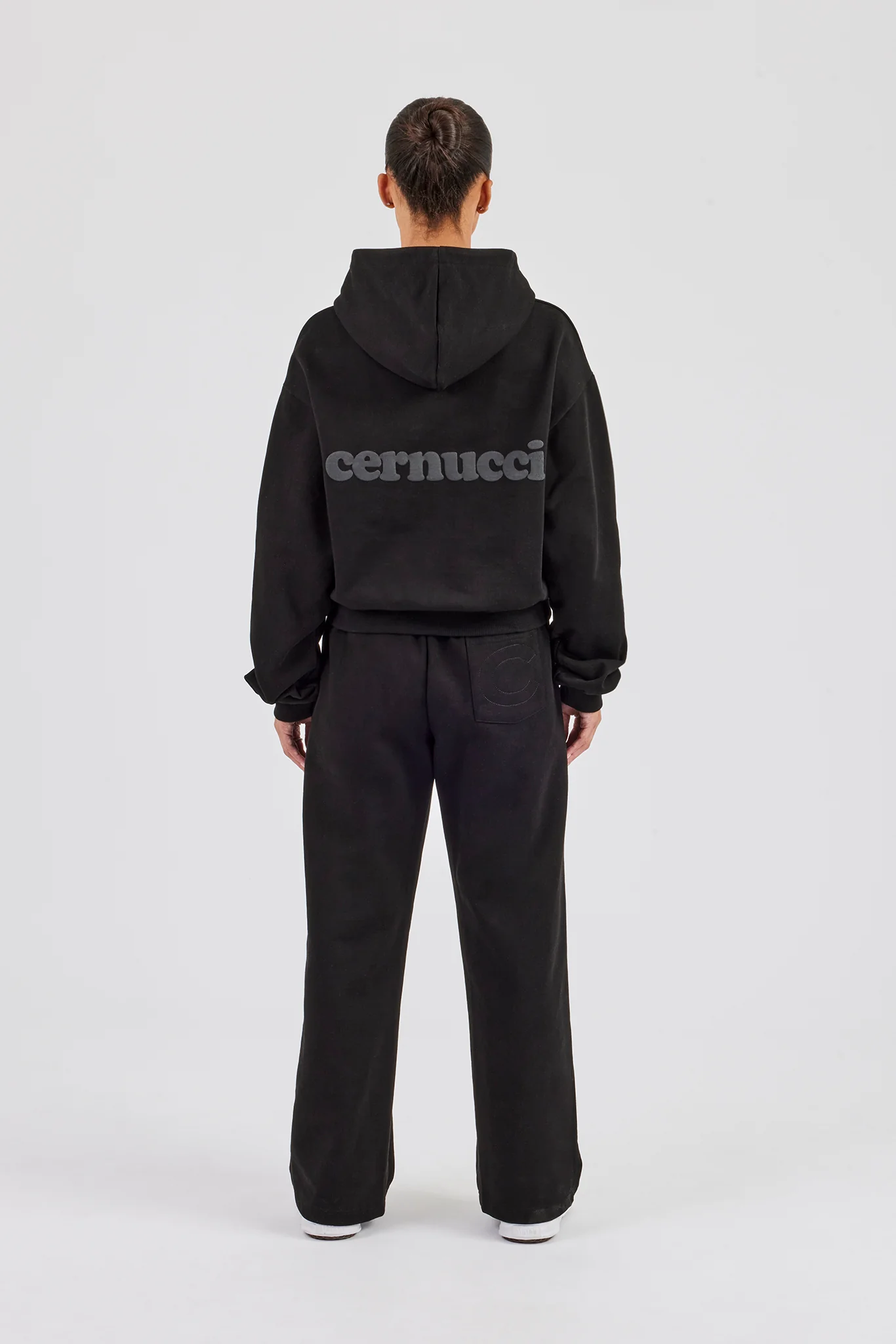 Cernucci Bubble Boxy Hoodie & Wide Leg Jogger - Black - Image 7