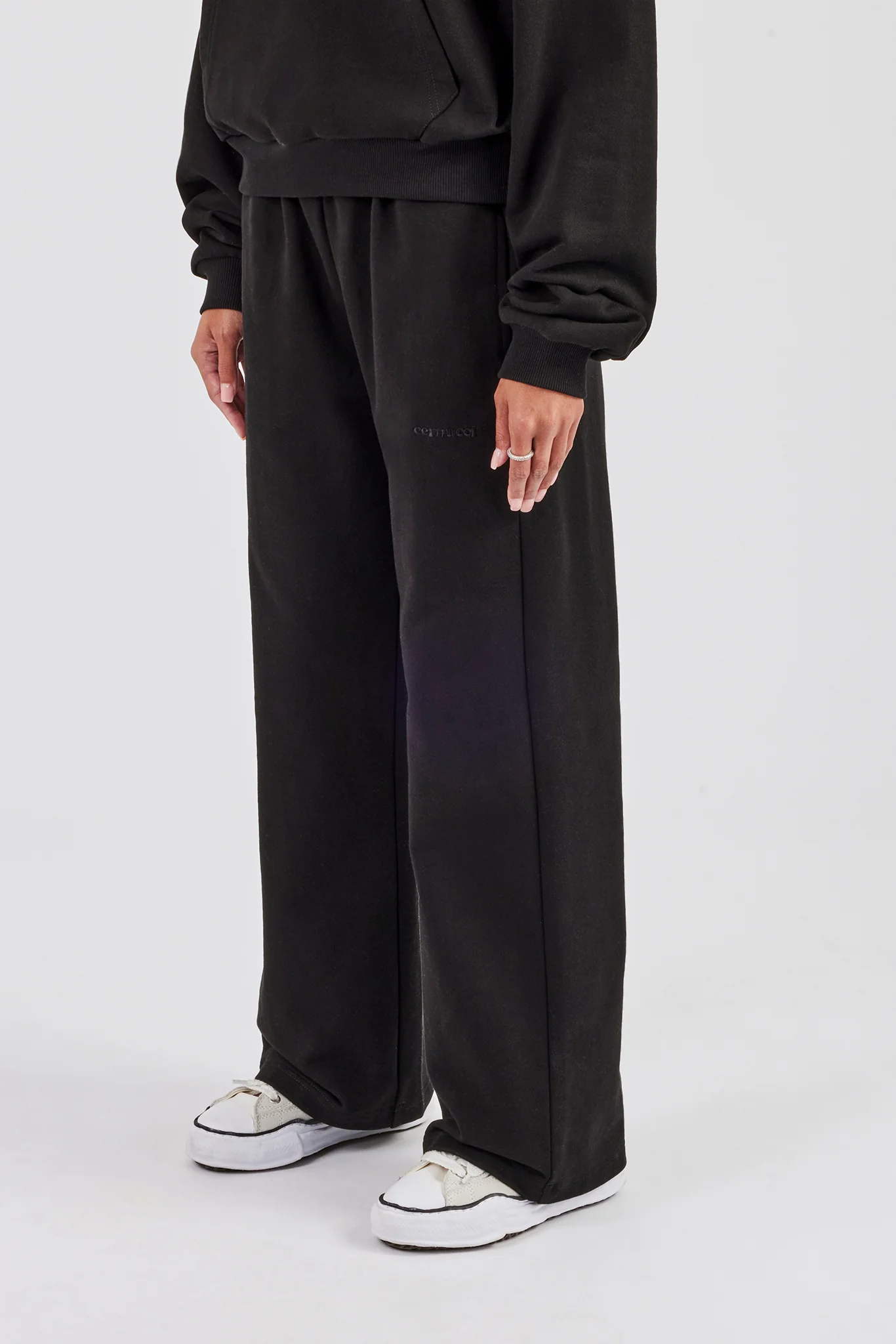 Cernucci Bubble Boxy Hoodie & Wide Leg Jogger - Black - Image 8
