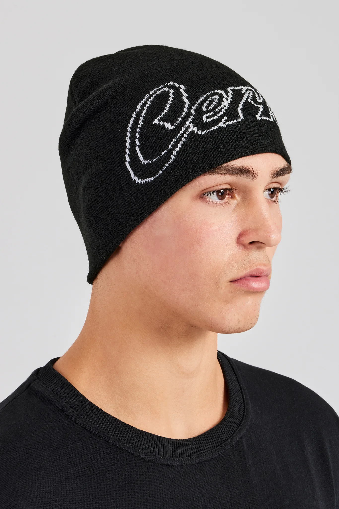 Cernucci Intarsia Beanie Hat - Black - Image 4