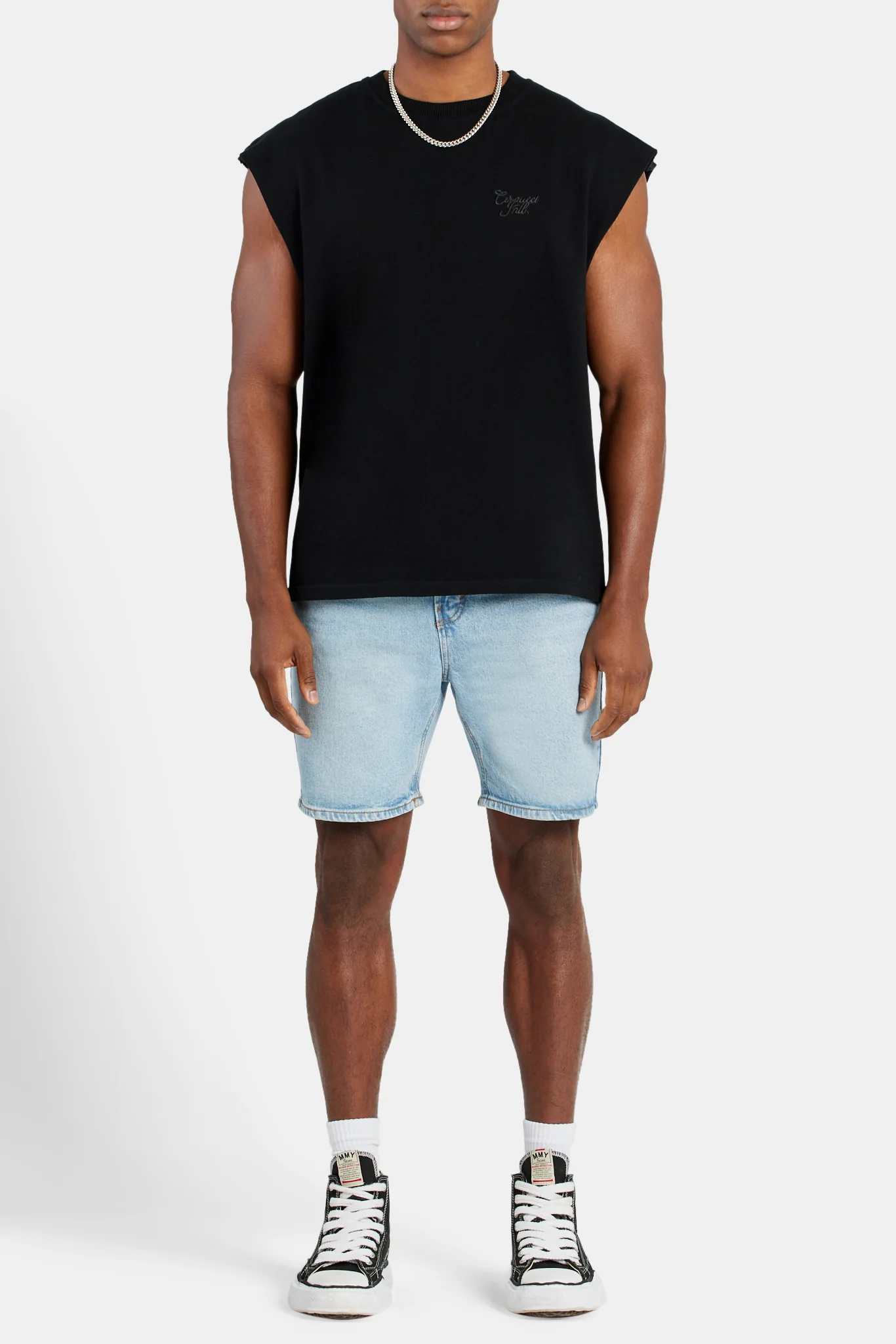 Cernucci International Embroidered Oversized Tank - Black - Image 4