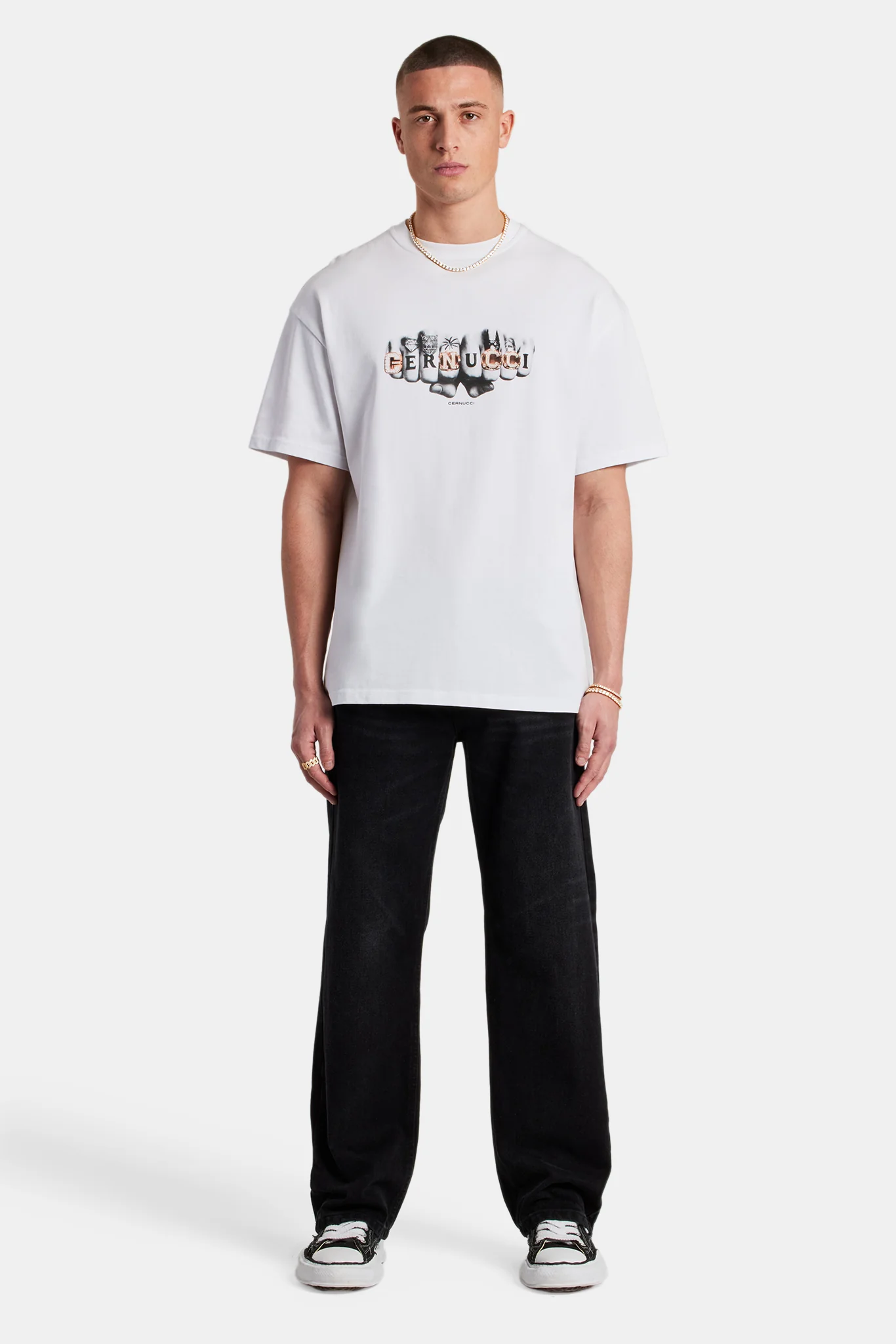 Cernucci Knuckles Oversized T-Shirt - White - Image 2
