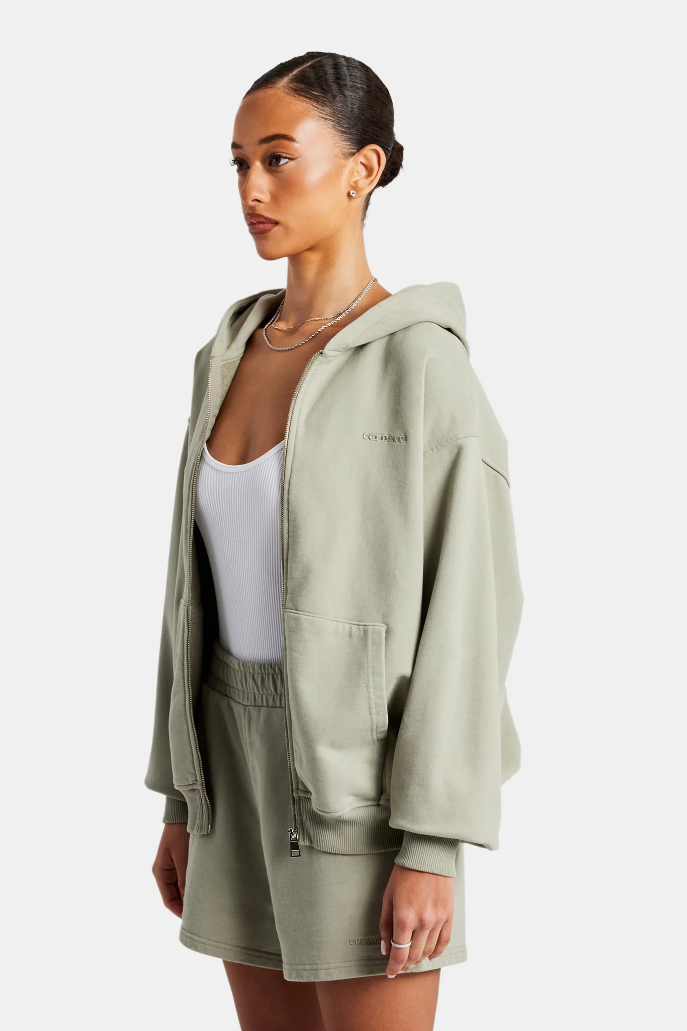 Cernucci Limited Zip Through Hoodie - Sage - Image 3