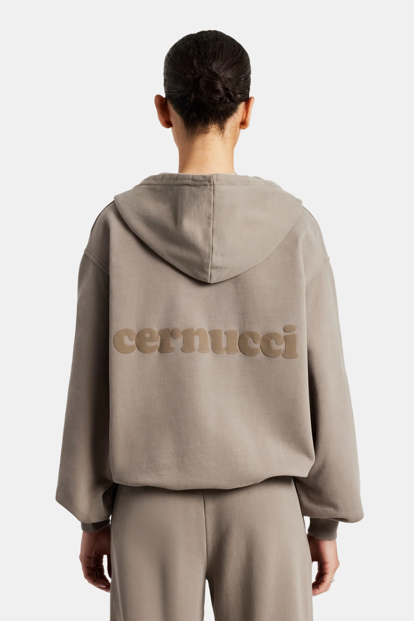 Cernucci Zip Through Hoodie - Taupe - Image 2