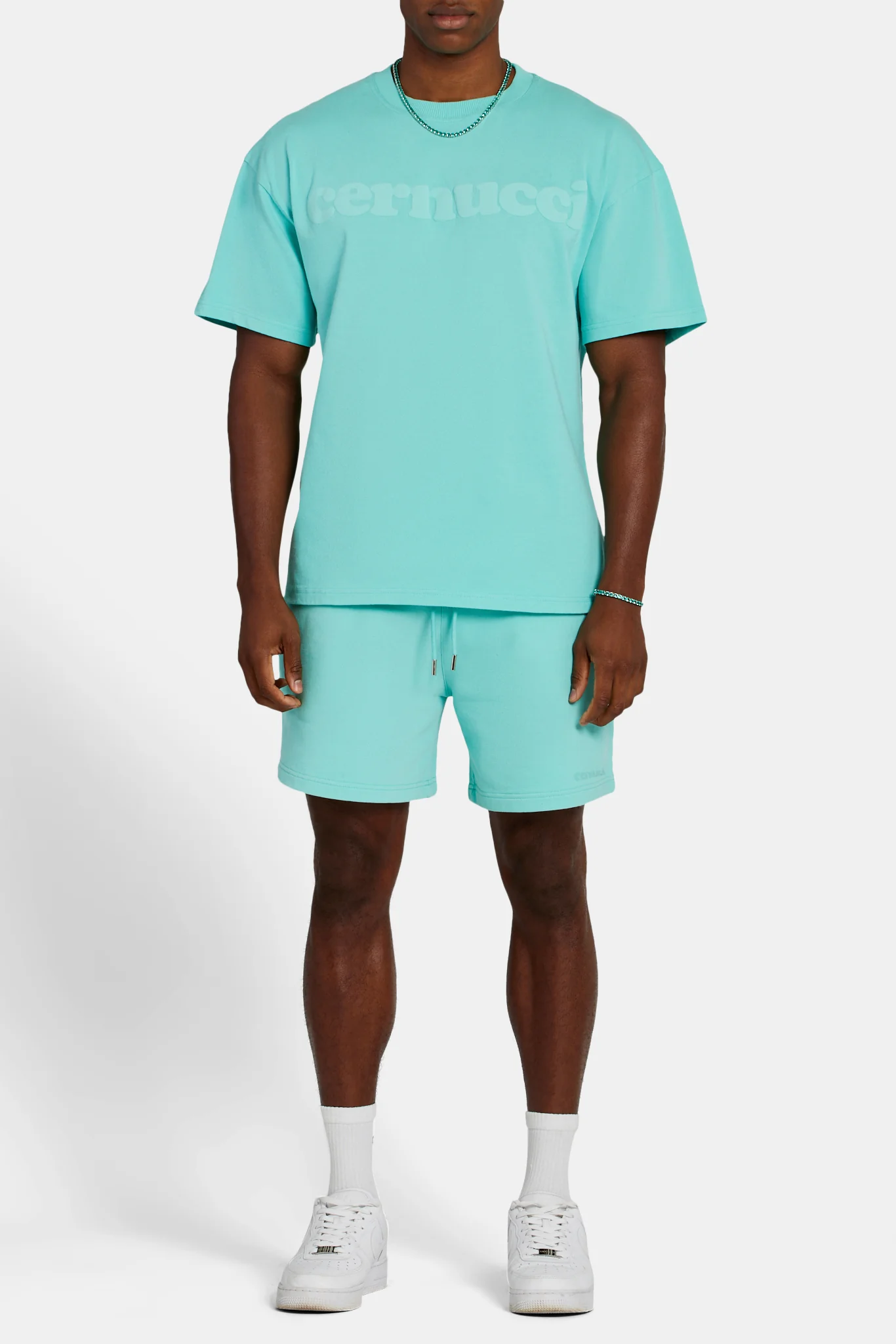 Cernucci Mens Puff Print T-Shirt - Aqua - Image 3