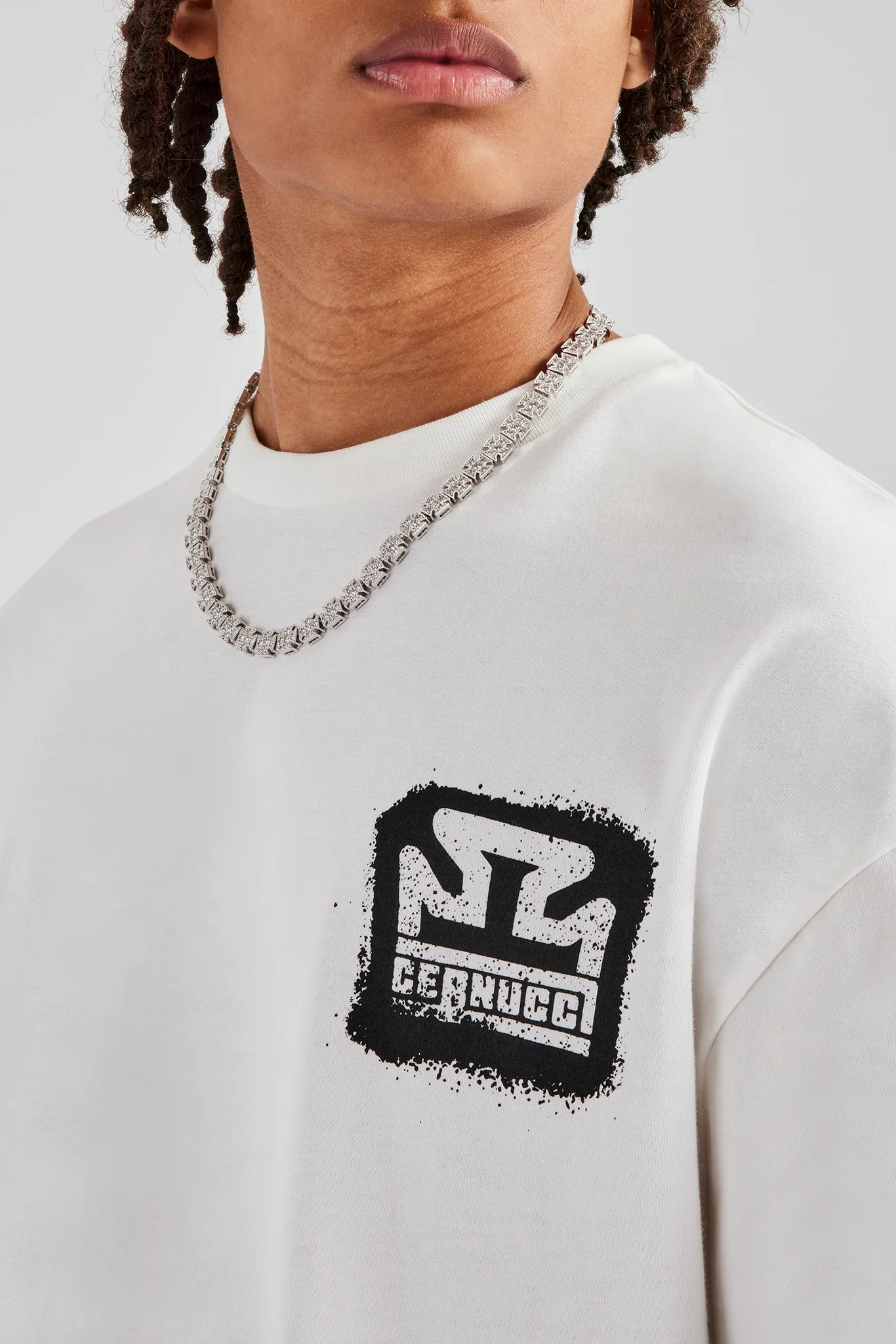 Cernucci Motif Oversized T-Shirt - Off White - Image 2