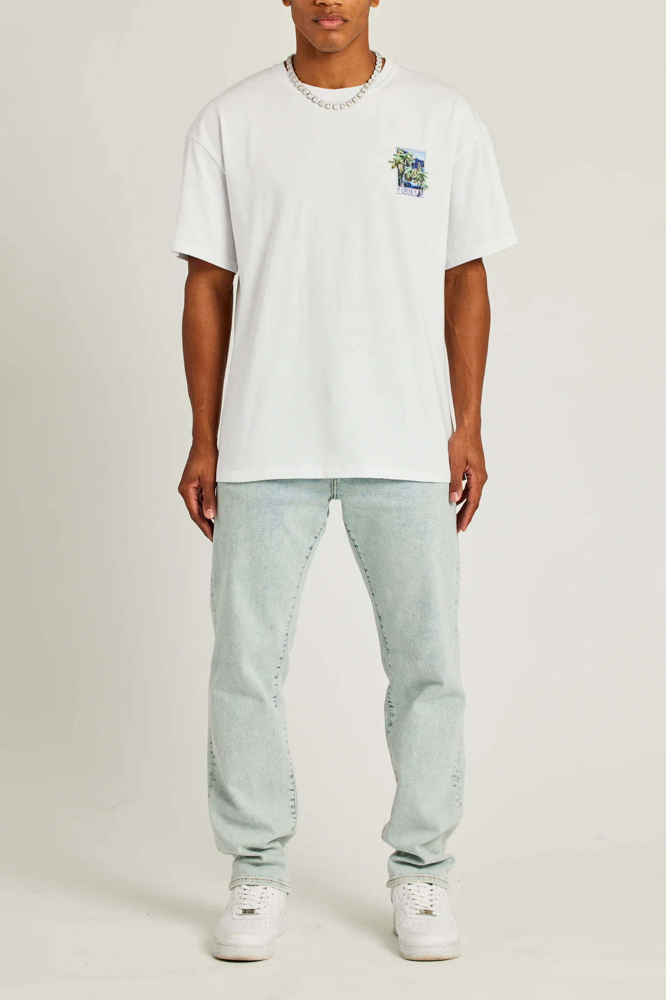 Cernucci Palm Villa Graphic T-Shirt - White - Image 3