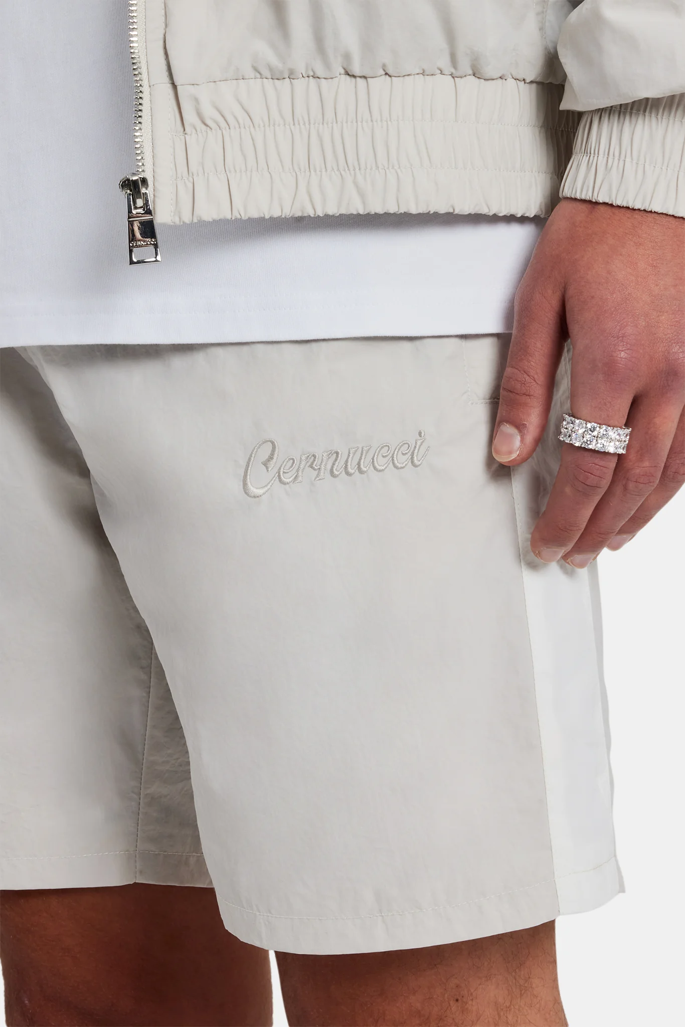 Cernucci Panelled Nylon Relaxed Short - Stone - Image 2