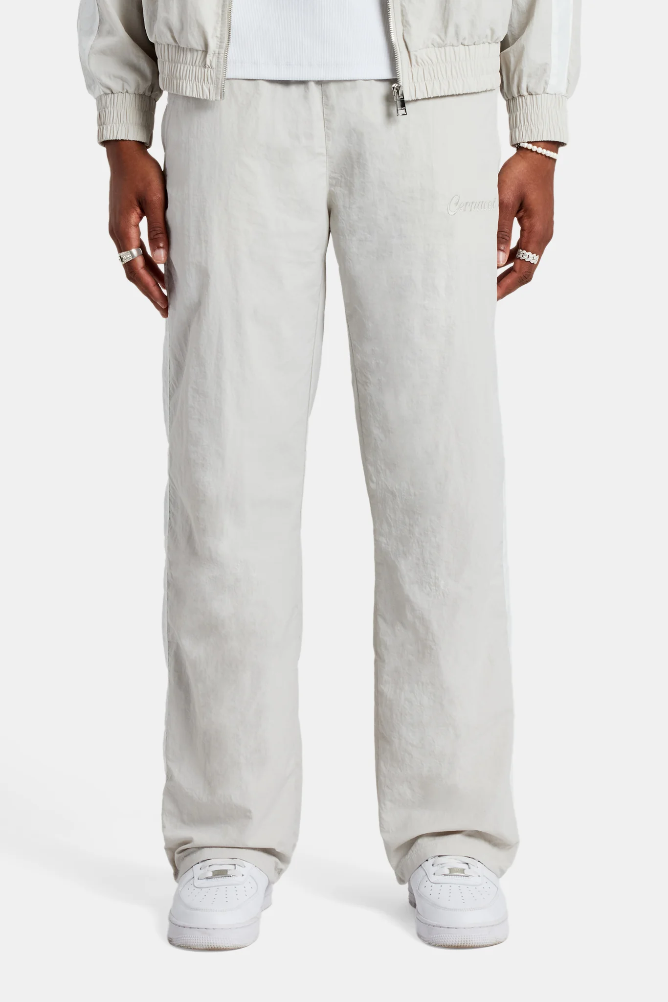 Cernucci Panelled Nylon Straight Leg Trouser - Stone - Image 2