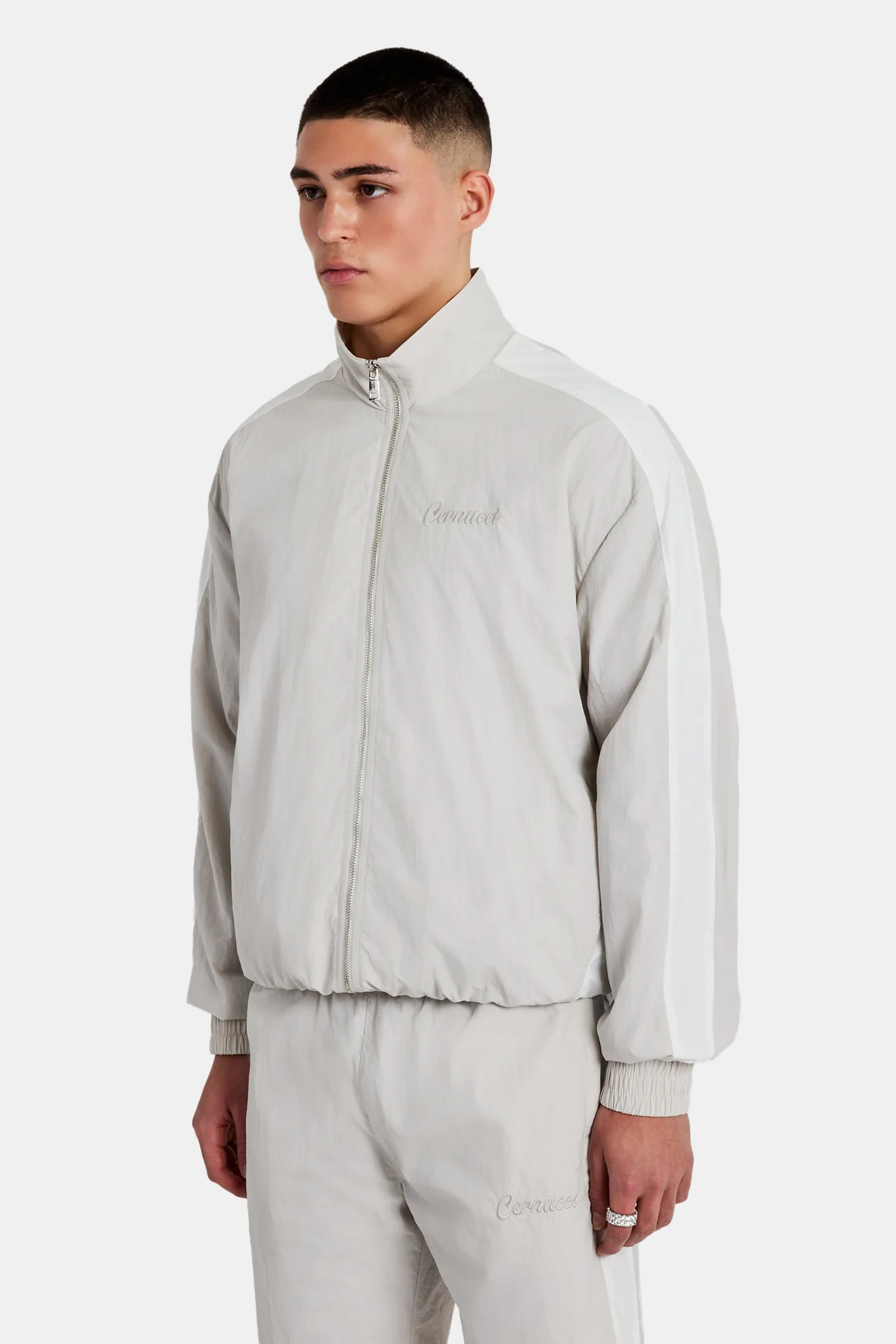 Cernucci Panelled Nylon Track Jacket - Stone - Image 5